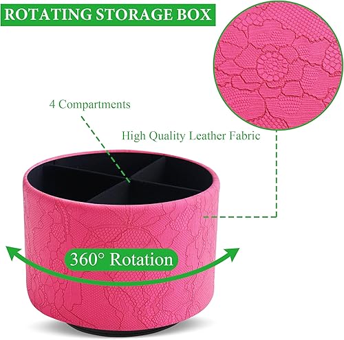 Miniatura 3 de Organizador redondo de cuero para suministros de arte, soporte para control remoto, giro de 360 grados, soporte multifuncional para lápices,