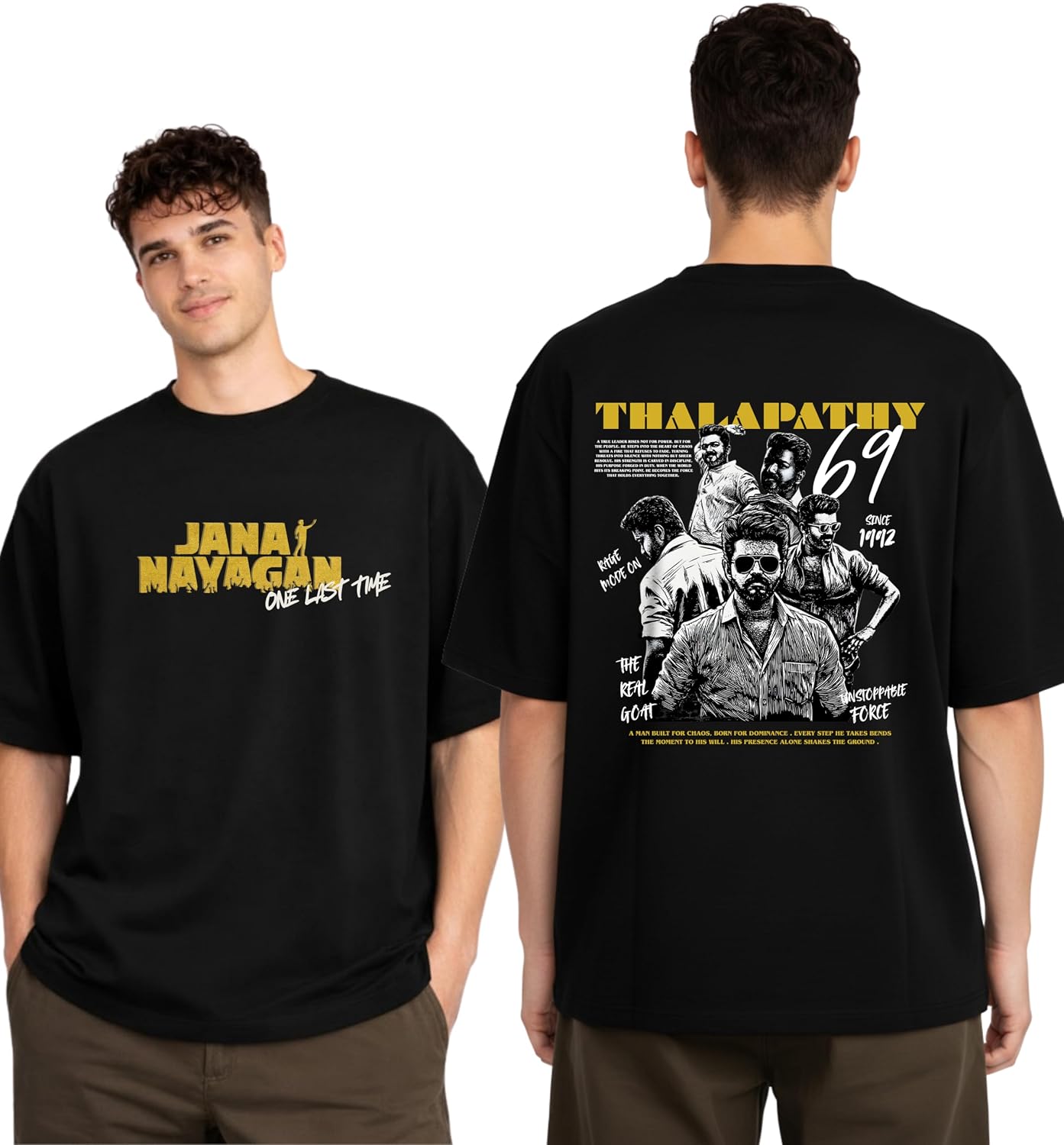 BluRebl Jana Nayagan Thalapathy Vijay Oversized T-Shirt for Men & Women — “Jananayagan One Last Time” Front Print, “Thalap... - Review, Price and Buying Guide