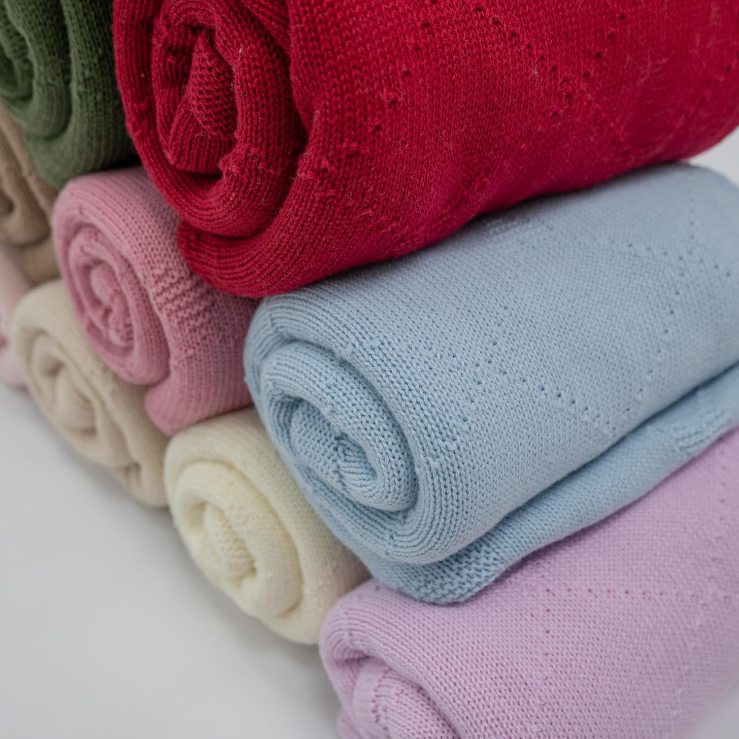 Cotton Baby Blanket with Heart Patter Soft Breathable Newborn Blanket for Boys & Girls, Lightweight Knit Throw for Crib, Stroller & Nursery Multiple Colors Available Sage Green-28x36