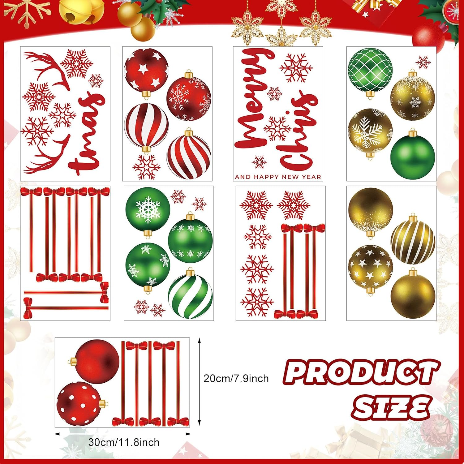 Christmas Window Cling Sticker 9 Sheets image 2
