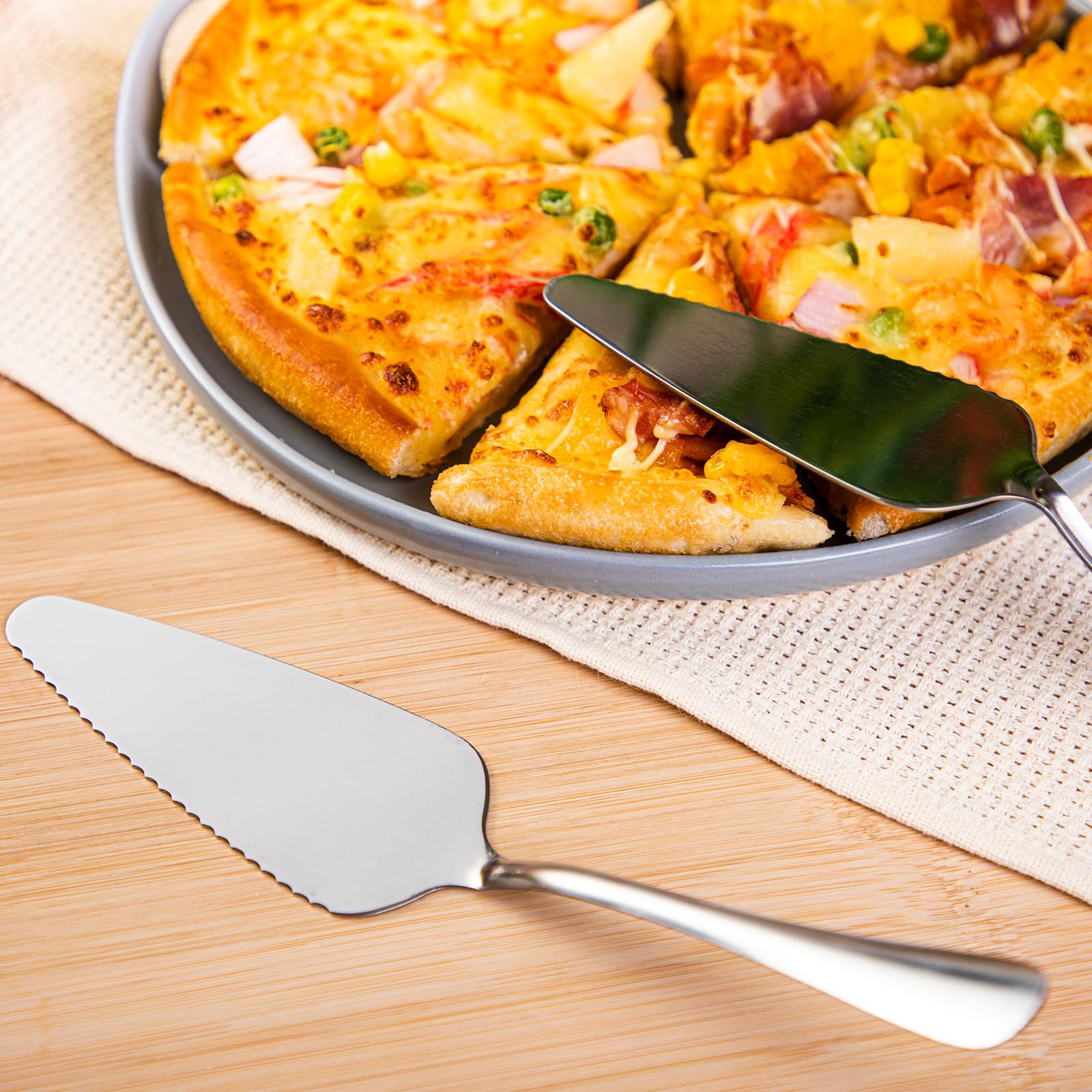 Baderke 50 espátulas de acero inoxidable para servir pizzas, utensilios profesionales para cortar pizza, postre, queso, 9 pulgadas, color plateado