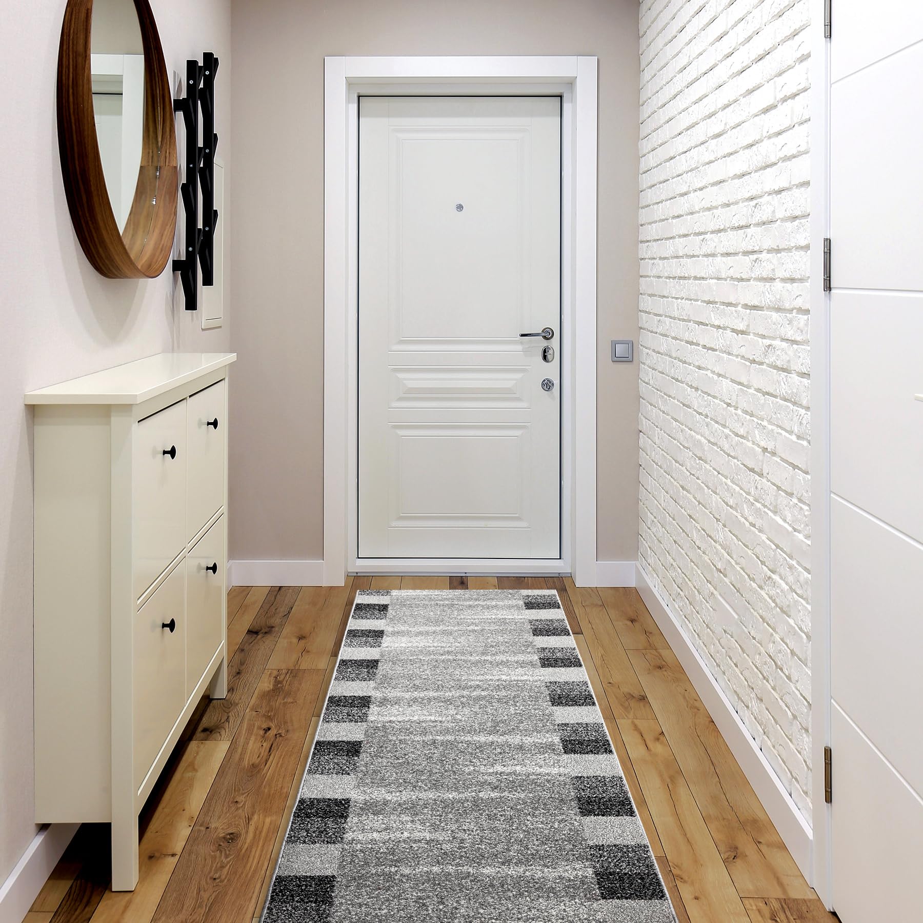 rugsx Tapis de Couloir Silver Etna Cadre, Sable, Tapis d'entrée, Tapis de Cuisine, Tapis de Couloir, Moderne, diverses Tailles, Gris 80x300 cm