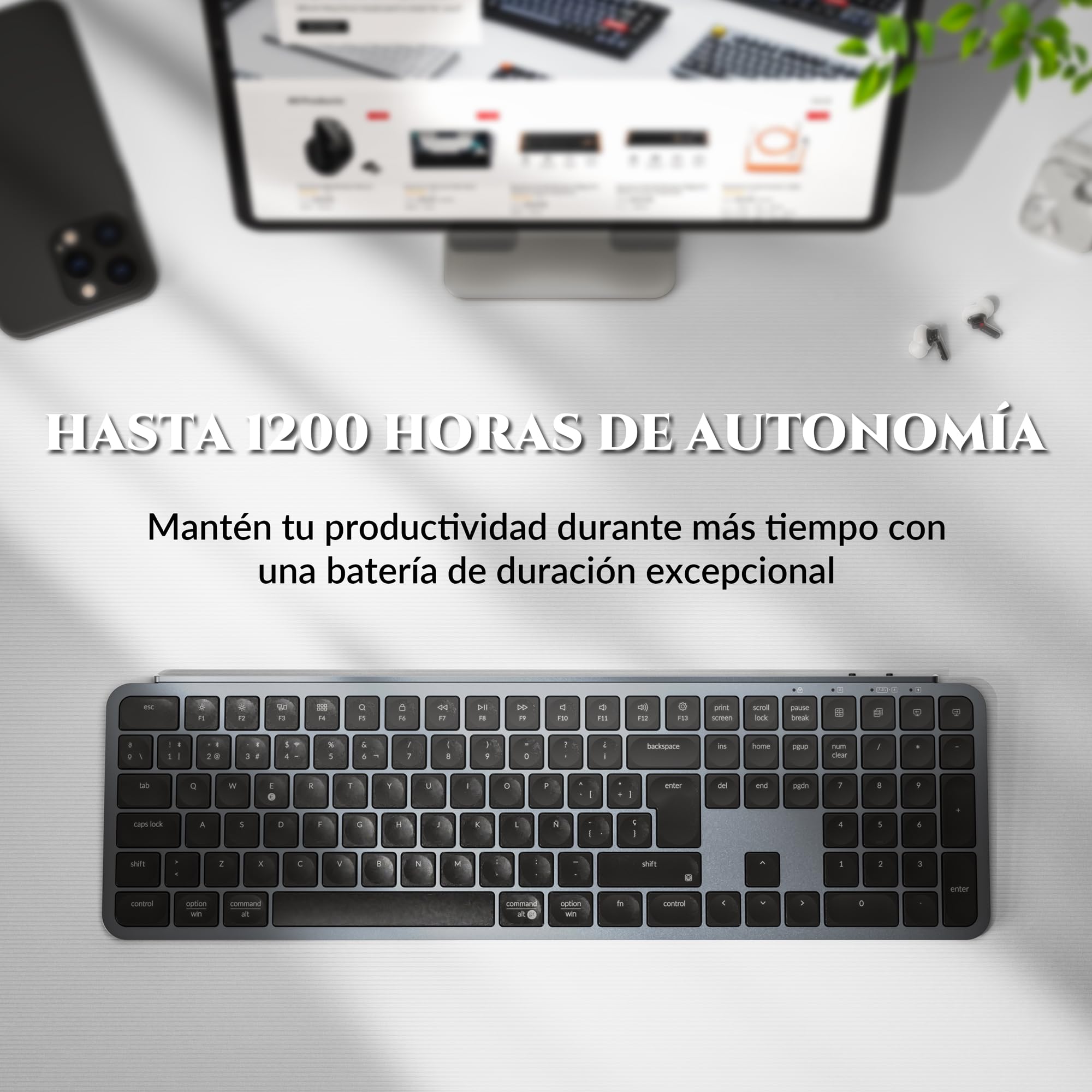 Keychron B6 Pro Teclado Inalámbrico Ultradelgado, Diseño ISO-ES 100%, 2.4 GHz/Bluetooth 5.2/Cable, Programable Mediante ZMK/Launcher, Escritura Silenciosa, para Mac, Windows y Linux – Gris Espacial