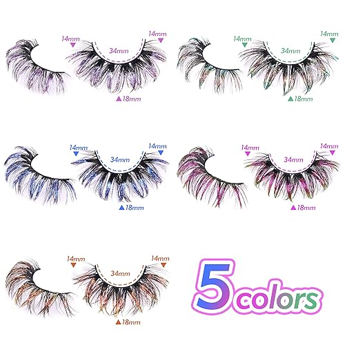 Miniatura 3 de Pestañas postizas con purpurina, aspecto natural, 6 estilos que cambian de color, pestañas de visón para decoración de festivales de Navidad,