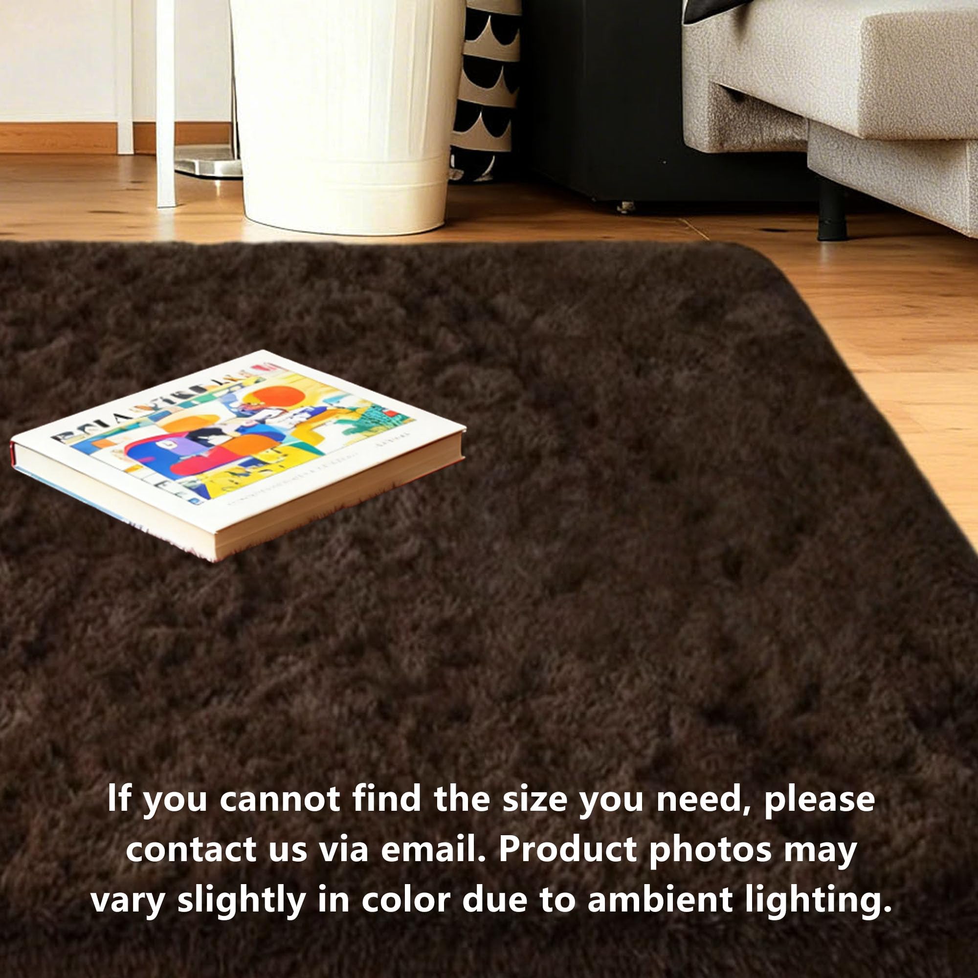 Moderner Hochflor 380 x 580 cm Flauschiger Hochflor Faux Lammfell Schaffell Teppich Waschbar Flauschig Weich Einfarbig Felloptik für Kinderzimmer Teenager Schlafsaal, braun