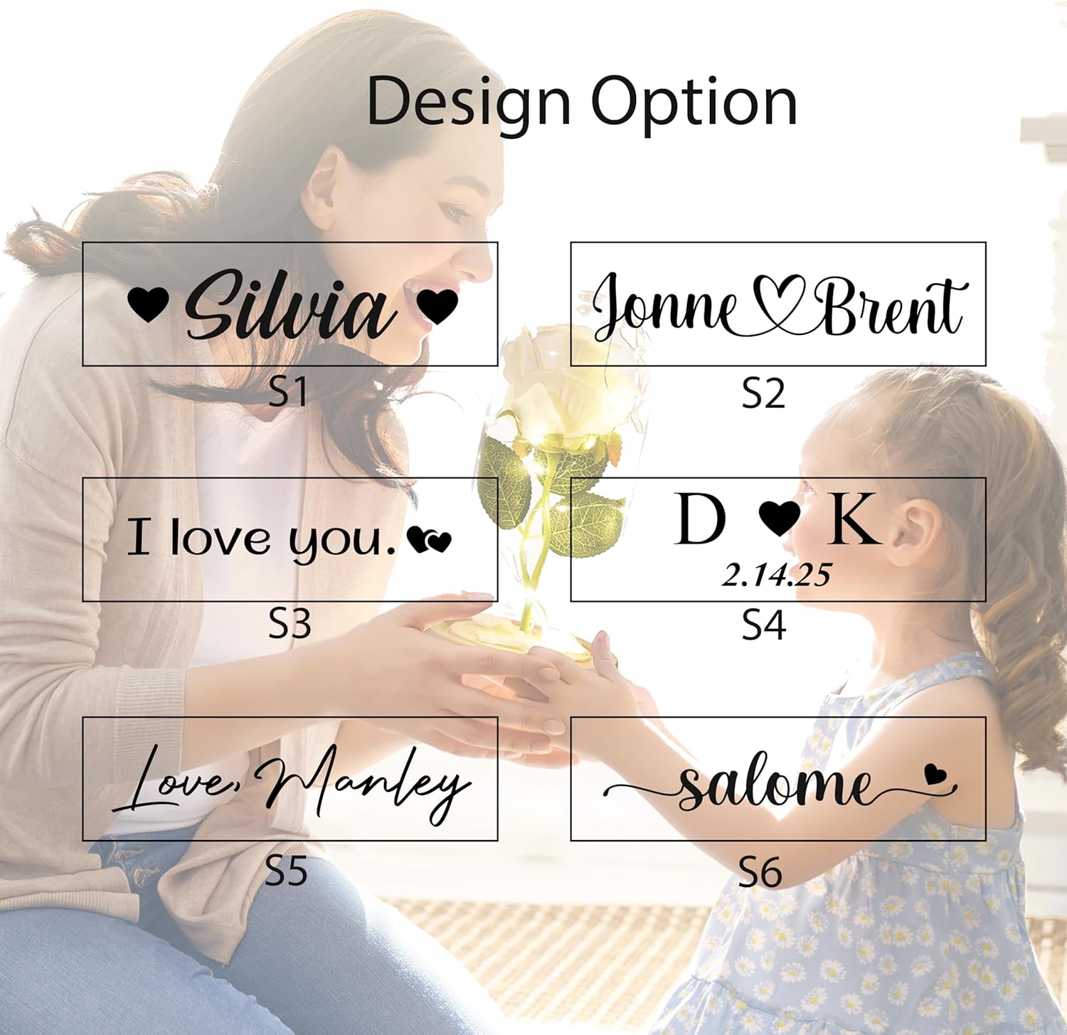 HiPeep Personalized Valentine’s Day Gift Rose Flower, Eternal Red Rose, Anniversary Birthday for Mom Wife Girlfriend Grandma Sister, Forever Glass Roses Flowers