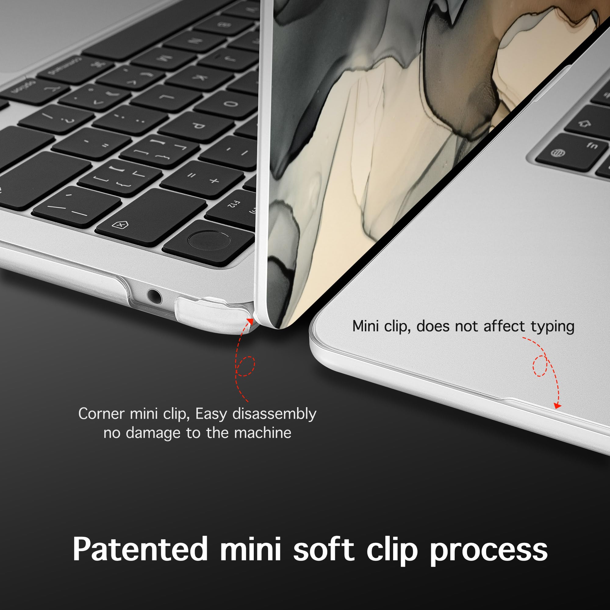 Compatibile con MacBook Air 13,6" 2022 2023 2024 A3113 M3 A2681 M2 con Touch ID, [Robusto antiurto] Guscio rigido con pellicola protettiva e copertura per webcam, texture tecnica