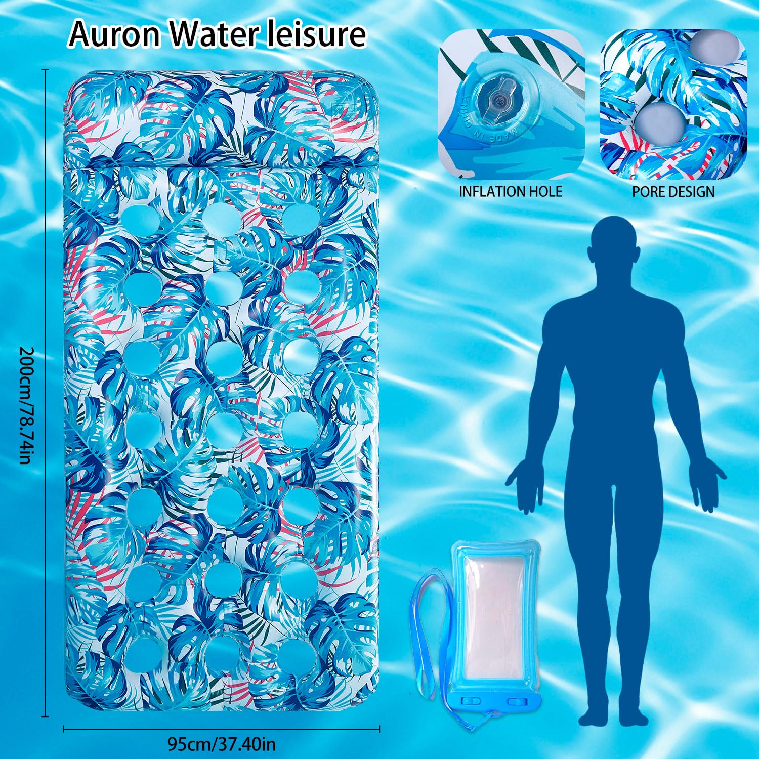 Paquete de 2 flotadores inflables para piscina, tumbona, flotadores multiusos para piscina, juguetes para fiestas en la piscina, playa de verano, al aire libre, flotadores gigantes para piscina tamaño