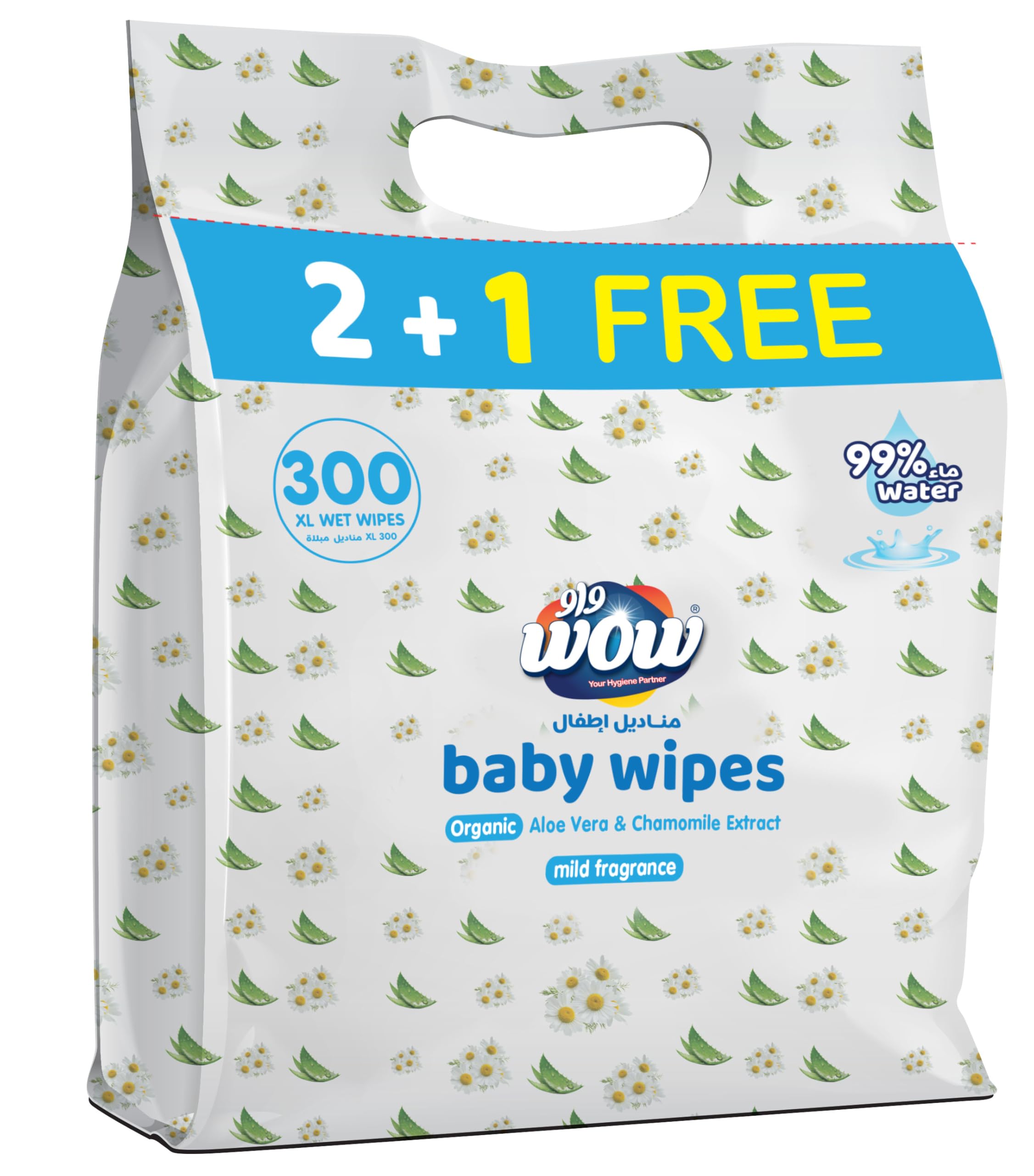 Wow Baby Wet Wipes, Extra Thick,100S 2 + 1 Pack, Pack Of 300, C580106