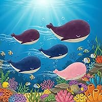 Vista 5 de MUPI Almohada de felpa de animales de peluche de ballena, 4 tamaños, lindas almohadas de peluche de algodón suave, estilo kawaii de ballena azul