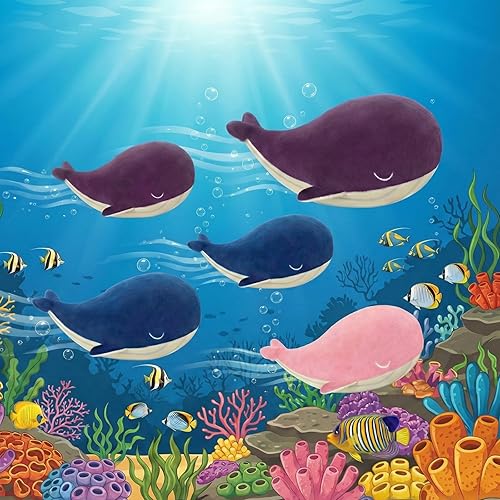 Miniatura 5 de MUPI Almohada de felpa de animales de peluche de ballena, 4 tamaños, lindas almohadas de peluche de algodón suave, estilo kawaii de ballena azul