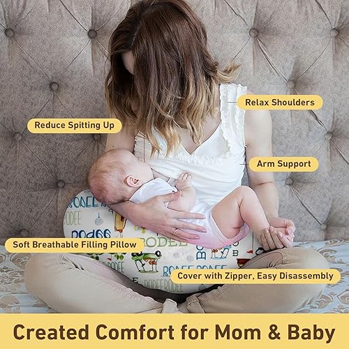 Miniatura 2 de Rucekia Funda de almohada de lactancia para bebé, con temática de fútbol, en forma de U, para alimentación con biberón, ultra suave y cómoda, para