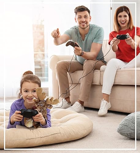 Miniatura 5 de DolliBu - Peluche de alce marrón de peluche, alce sentado suave y abrazable, adorable juguete de peluche para jugar, lindo regalo de vida salvaje