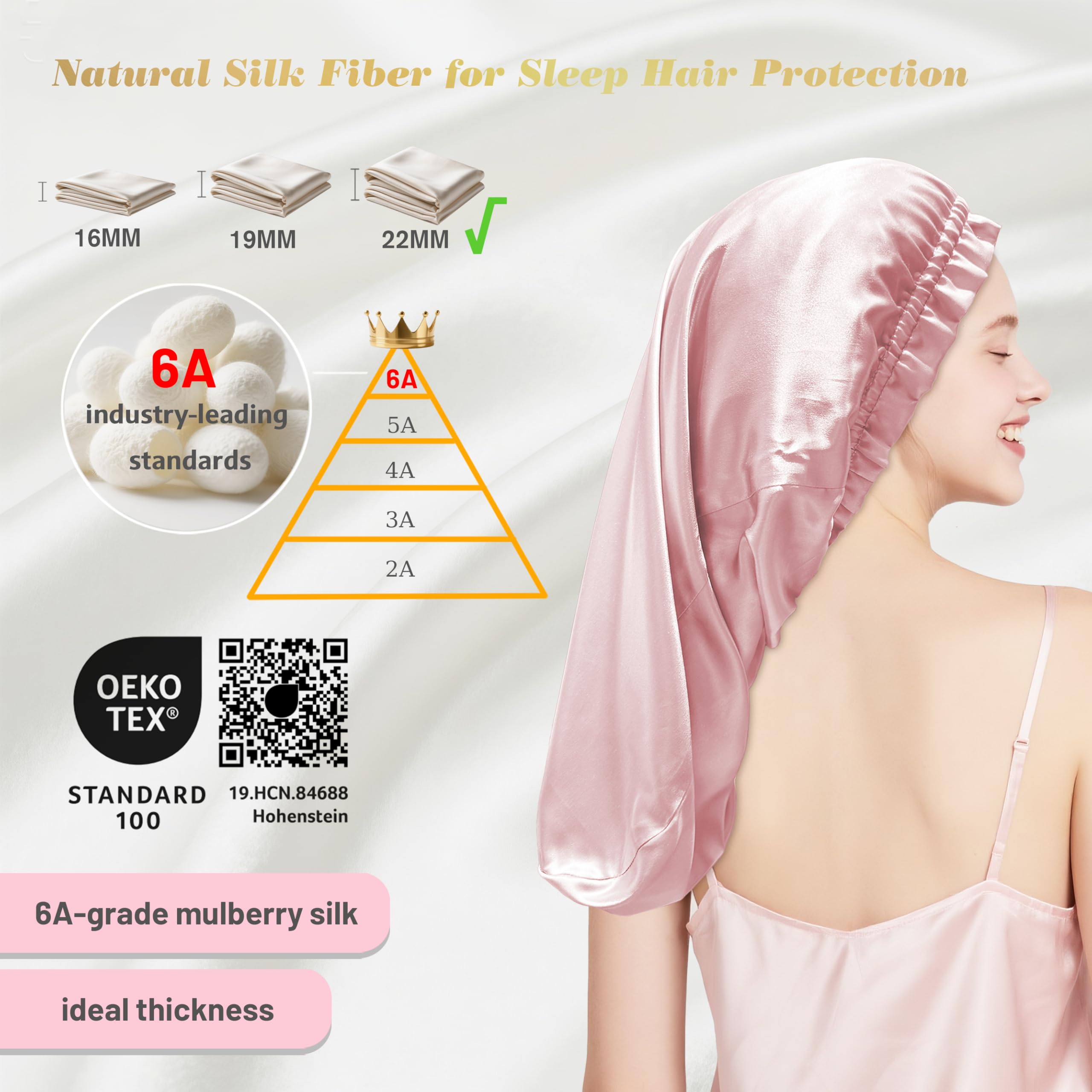 townssilk Silk Bonnet for Sleeping 100% 22 Momme Mulberry Silk for Women Luxurious Breathable Fits Secure Overnight & Pressure Free - Image 2