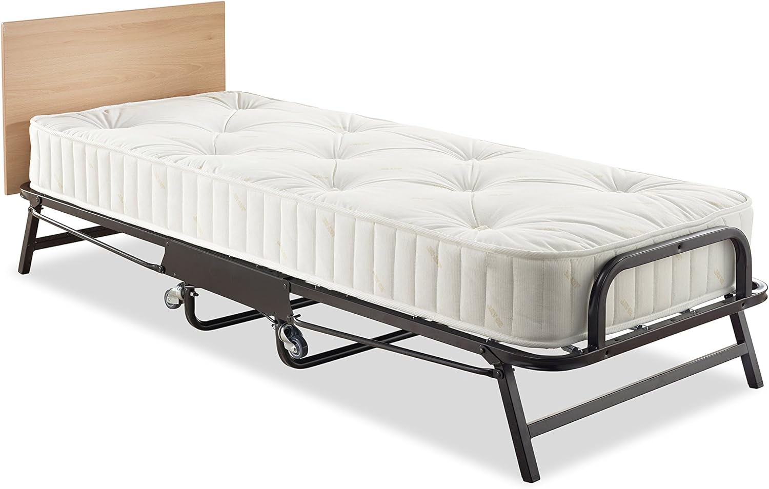 JAY-BE Hospitality Folding Bed with Deep Spring Mattress and Headboard, Regular, BlackWhite, Specialty Size