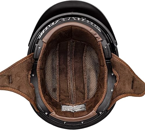 Miniatura 6 de VCAN Cruiser - Casco de motocicleta abierto con visera abatible, pico extraíble y hebilla de liberación rápida. Color negro liso.