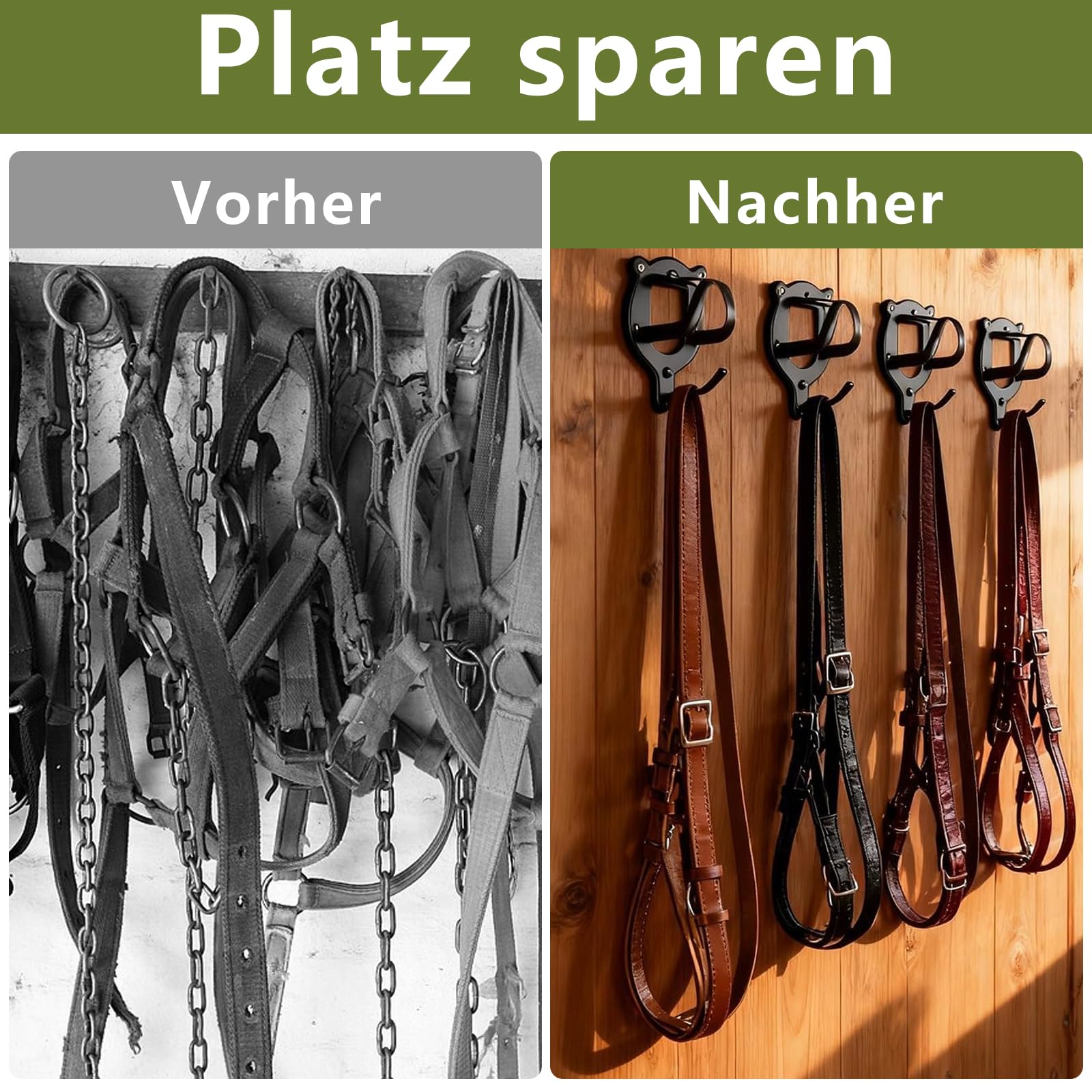 12 Stück Trensenhalter Pferd Zaumzeughalter, Equestrian Bridle Hanger | Halterung Zaumzeug, Aufbewahrung Halfter Aufhänger, Metall Trensenhalter, Haken Pferd Tack für Pferde,Reitstall,Sattelkammer
