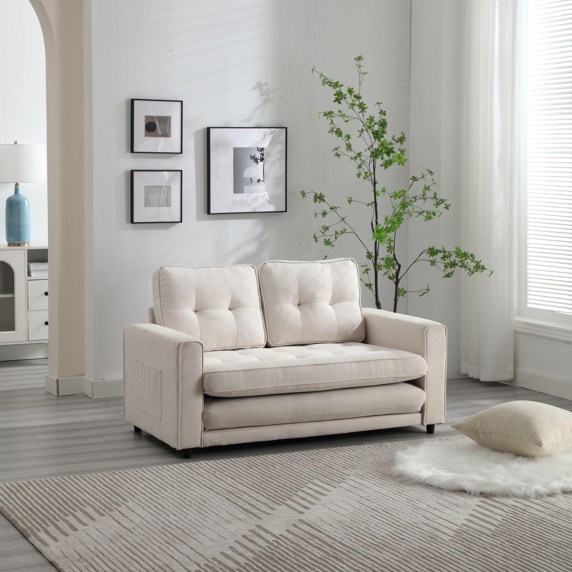 LETSFUN Sofa, Convertible Futon Sleeper sofabed,Space Saving loveseat