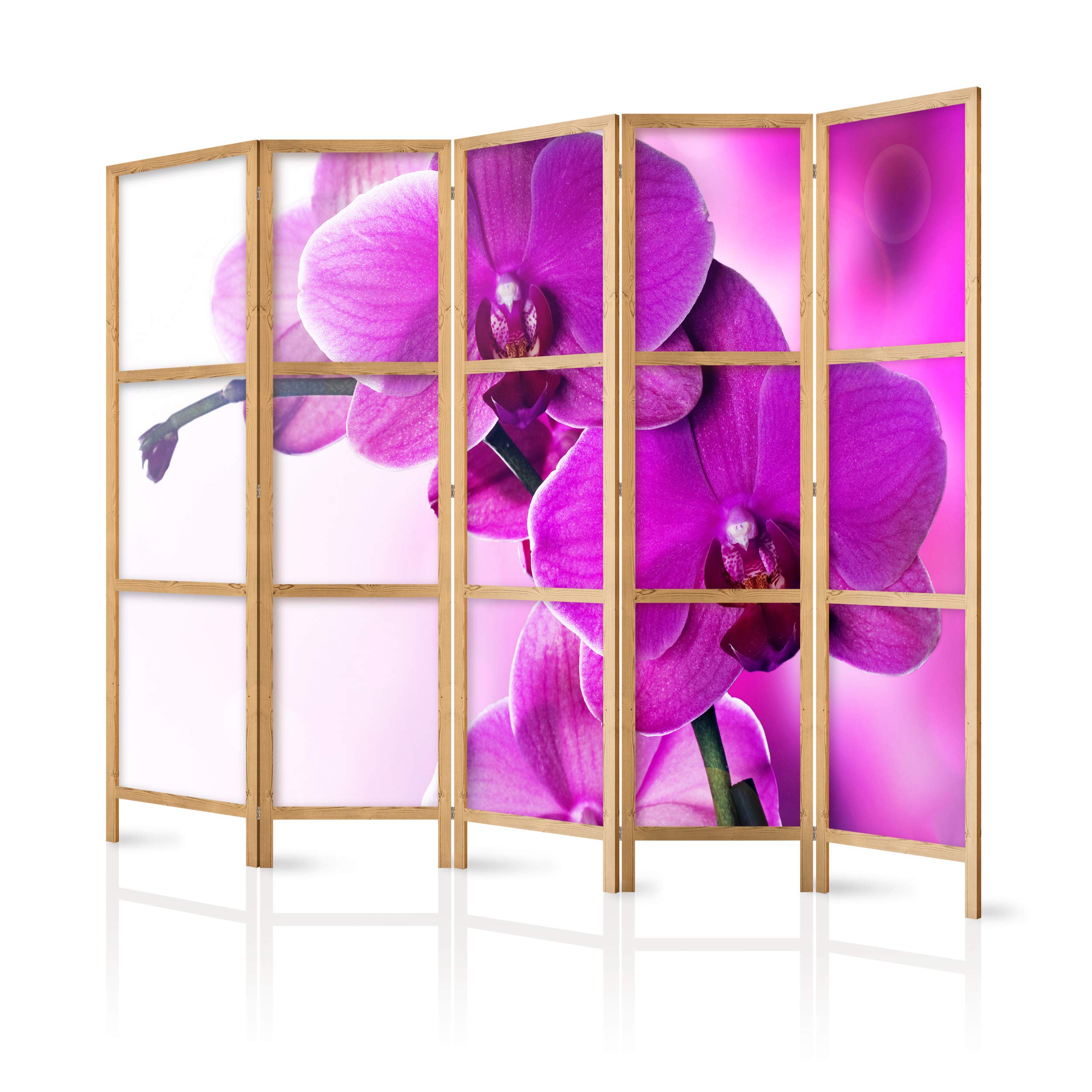 decomonkey Room Divider Nature Purple Flowers Orchid 225x171 cm 5 Panel