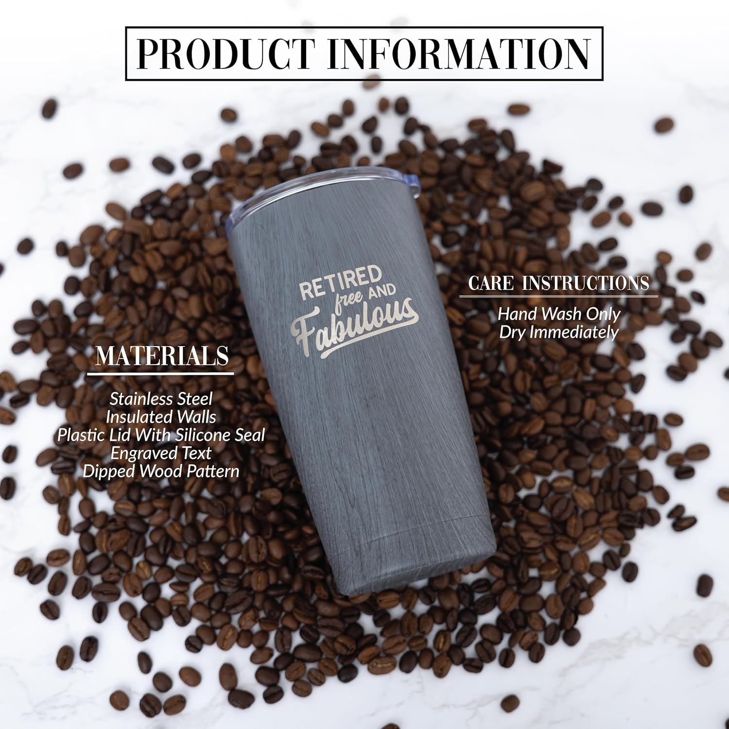 Pavilion Gift Company - Retired Free And Fabulous - 20 Oz 592 mL Travel Tumbler Coffee Mug Tea Cup Drinkware With Slide Open Lid Women For Her Men For Him Retiring Retirement Coworker Present Gift - Image 2