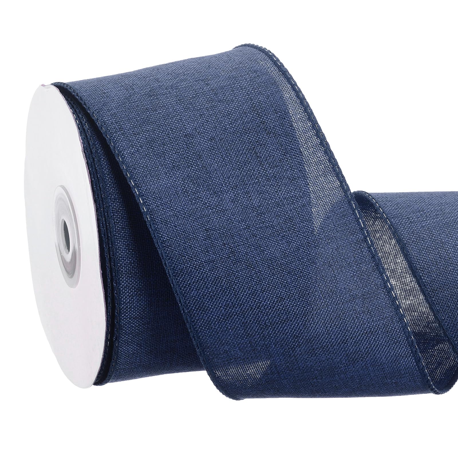 Cinta de arpillera con alambre uxcell azul marino de 2.5 pulgadas para la decoración de coronas