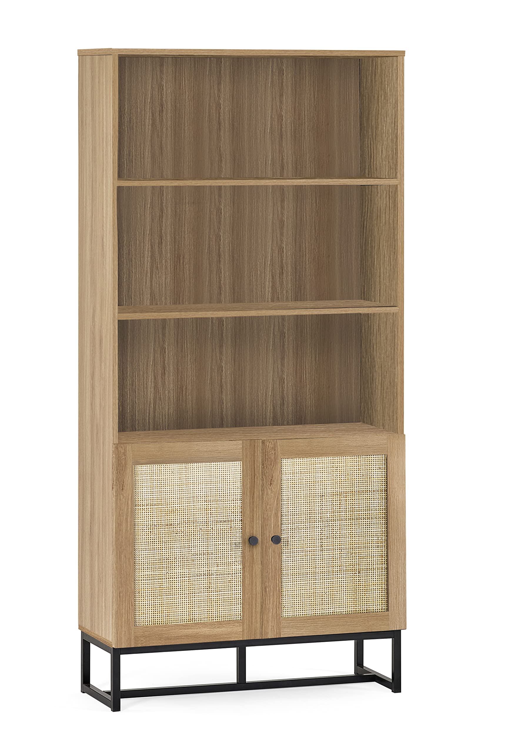 Julian Bowen Black Padstow Tall Bookcase - Oak
