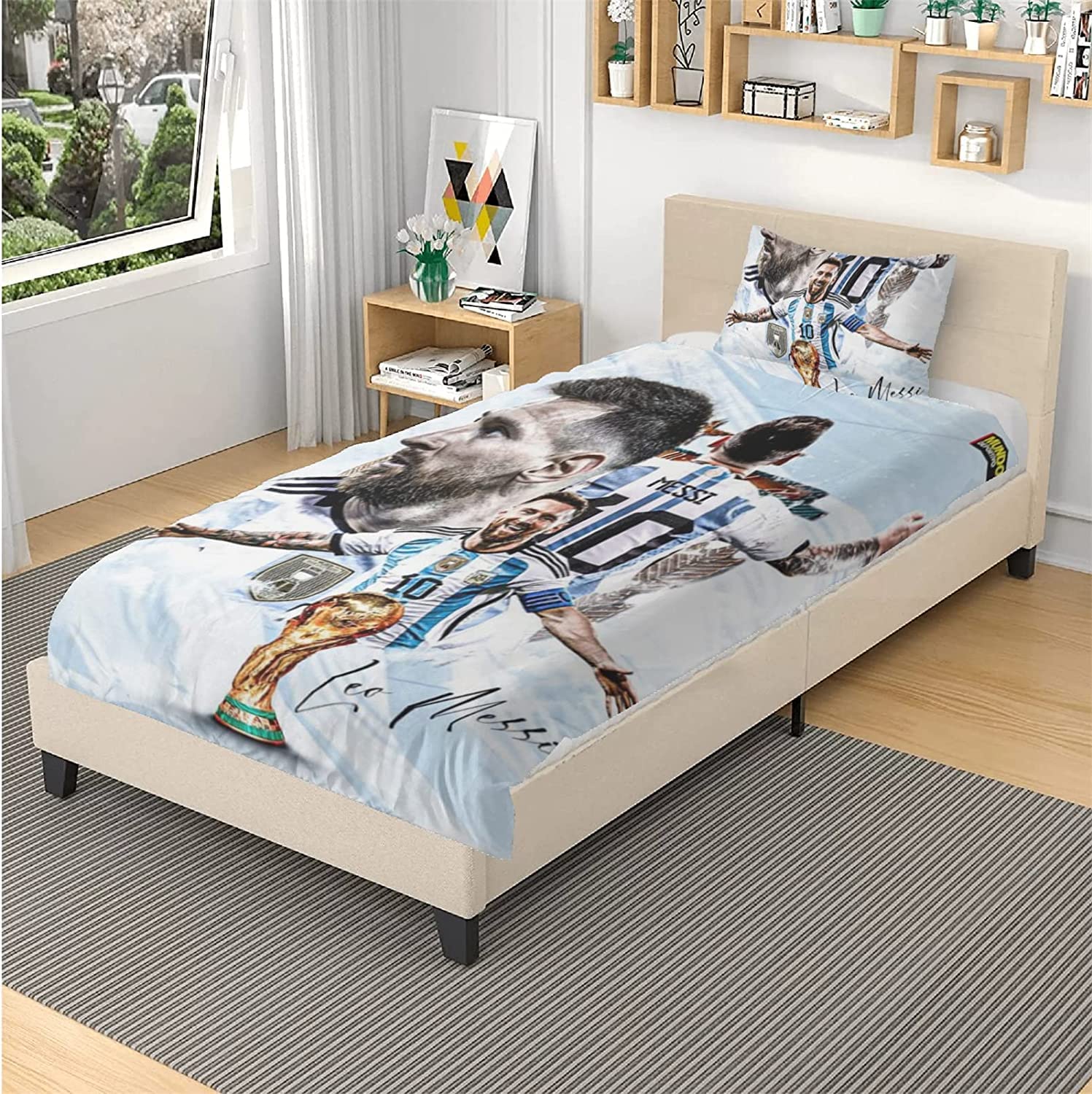Calcio Star, set di biancheria da letto per adolescenti, 3 pezzi, copripiumino con 2 federe, perfetto per lo sport, per bambini e adulti (A8, 135 x 200/50 x 75 x 2