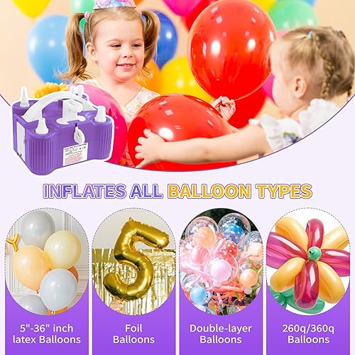 Miniatura 3 de Bomba de aire eléctrica 4 en 1, bomba de aire portátil para todos los globosinflablespelotas deportivas, boquilla triple de llenado rápido, globo de