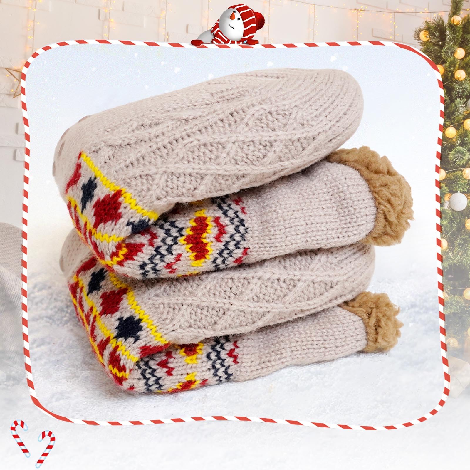 PUTUO Calcetines Antideslizantes para Hombre de Invierno: Calcetín Termicos Hombre Cálidos Suaves Mullidos Calcetín Gruesos Calcetines Andar por Casa Gordos Térmicos 1 Pares 39-46