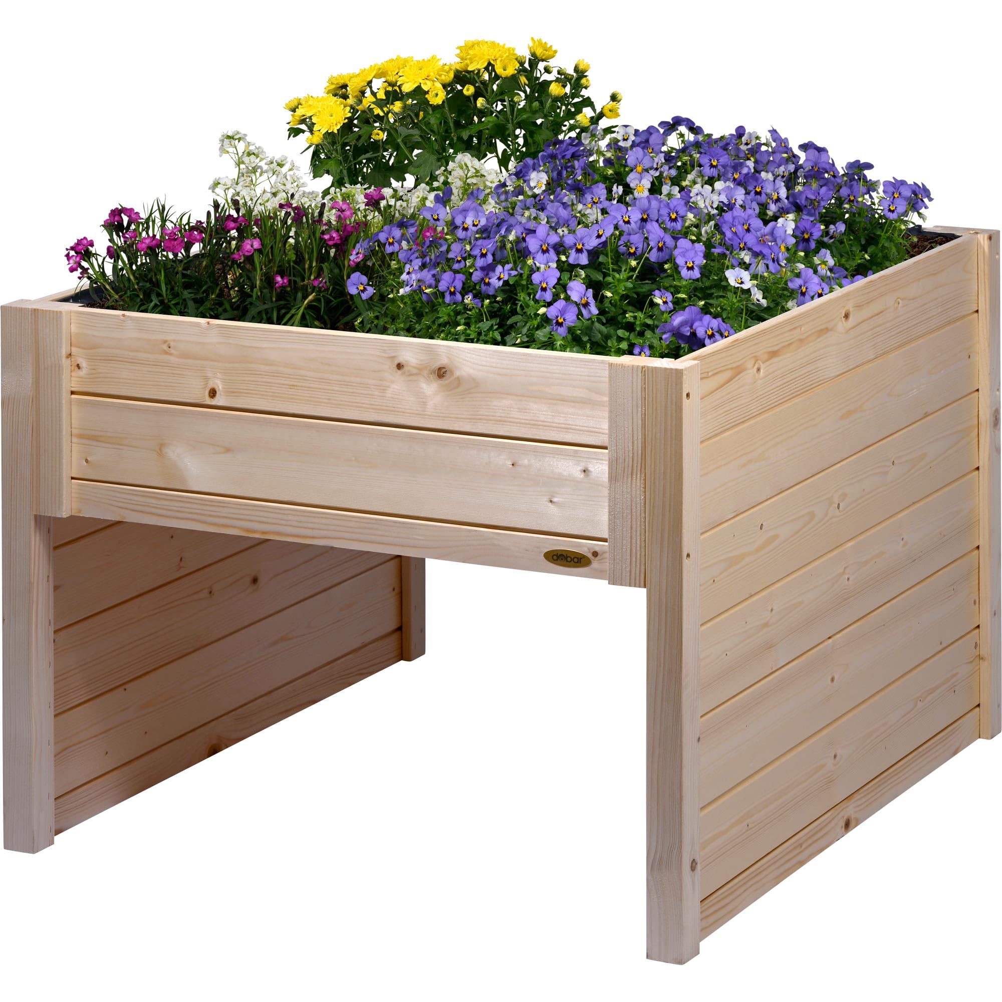dobar® Garaje Grande para Robot cortacésped de Madera con Jardinera, Incluye lámina – cortacésped Garaje – 79 x 73 x 56 cm – Natural