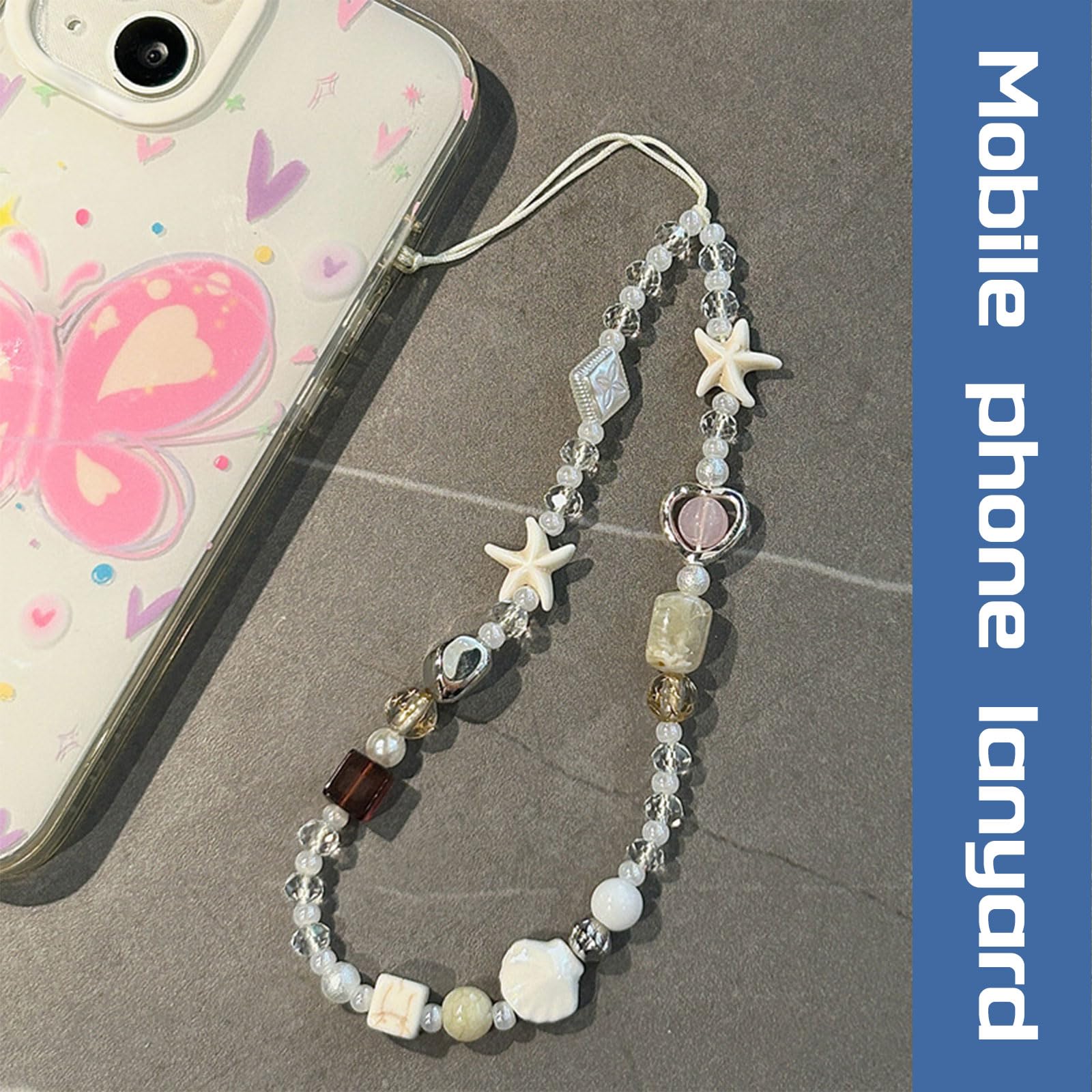 Strap pour téléphone Portable, Dragonne de Caméra, Collier de Perles, Accessoire Mignon, Pochette de Téléphone Universel pour iPhone 17 Pro Max
