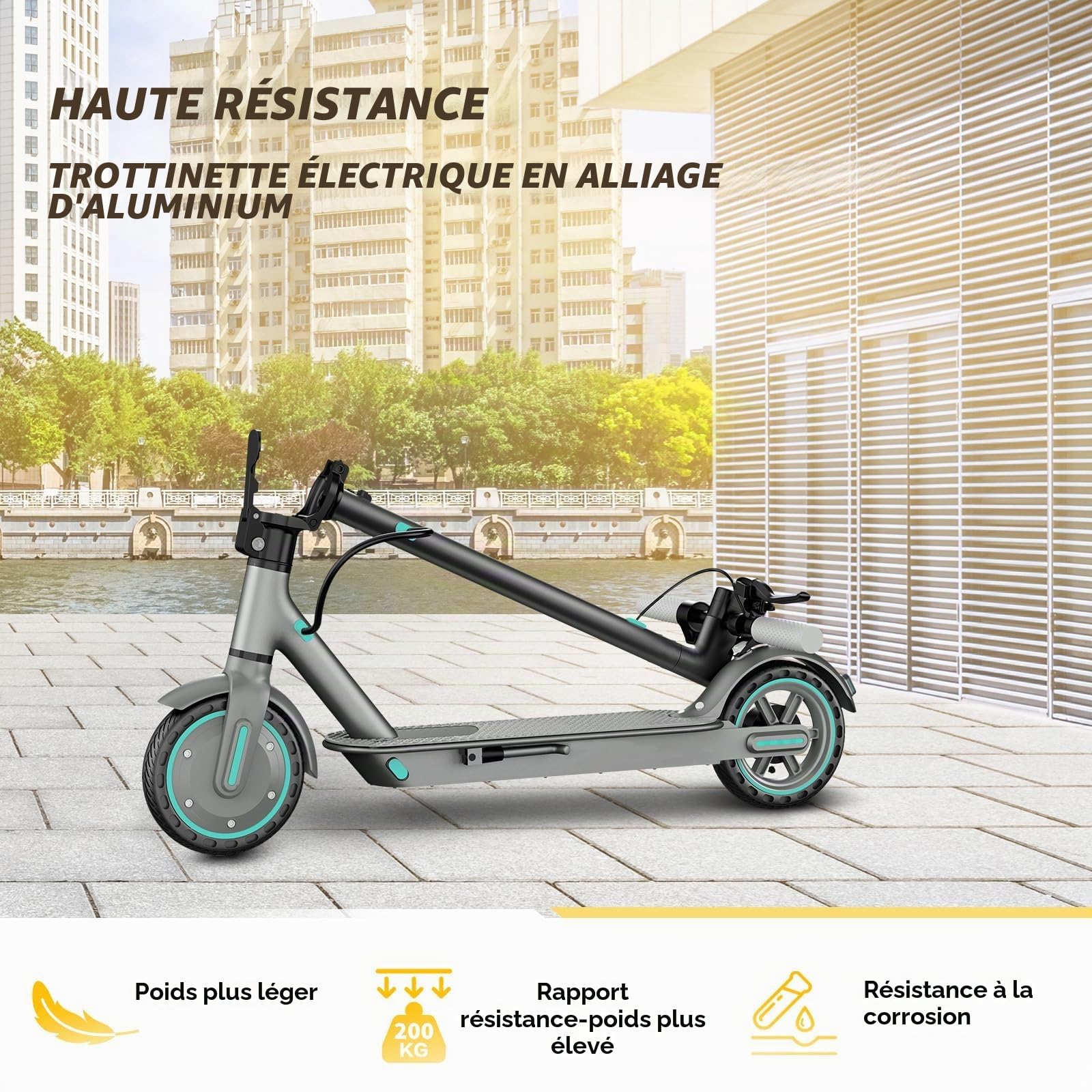 EGGKING Trottinette électrique adulte – 350 W, vitesse jusqu'à 25 km/h, 8,5" pneus anti-crevaison, 35 km, double frein, contrôle de l'application