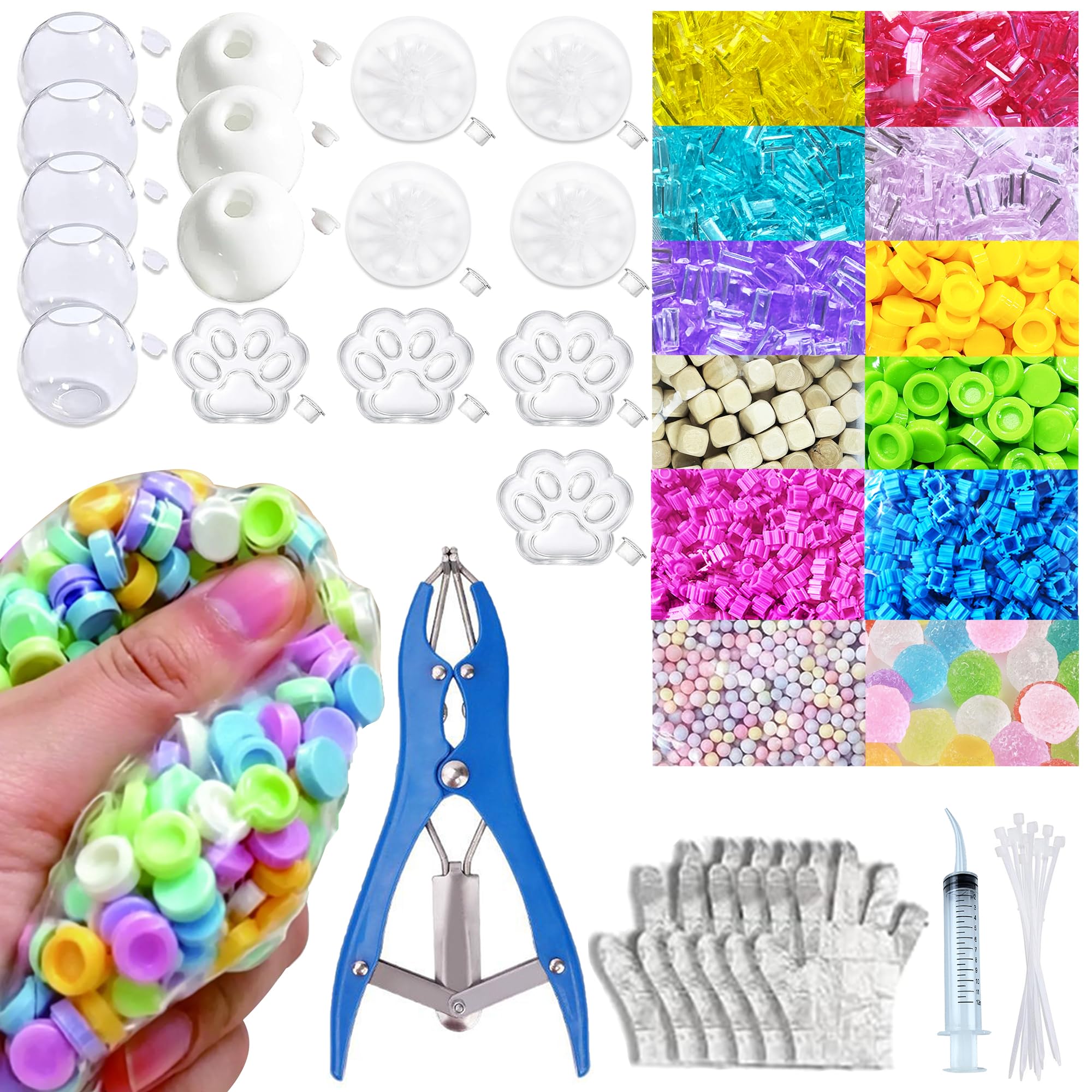 DAFENCHI DIY Stress Ball Making Kit, 16 TPR Ball Skin, Squishy Making Kit with Various Fillers, Air Pump & Expander Tool, for Adults, Various Shapes
