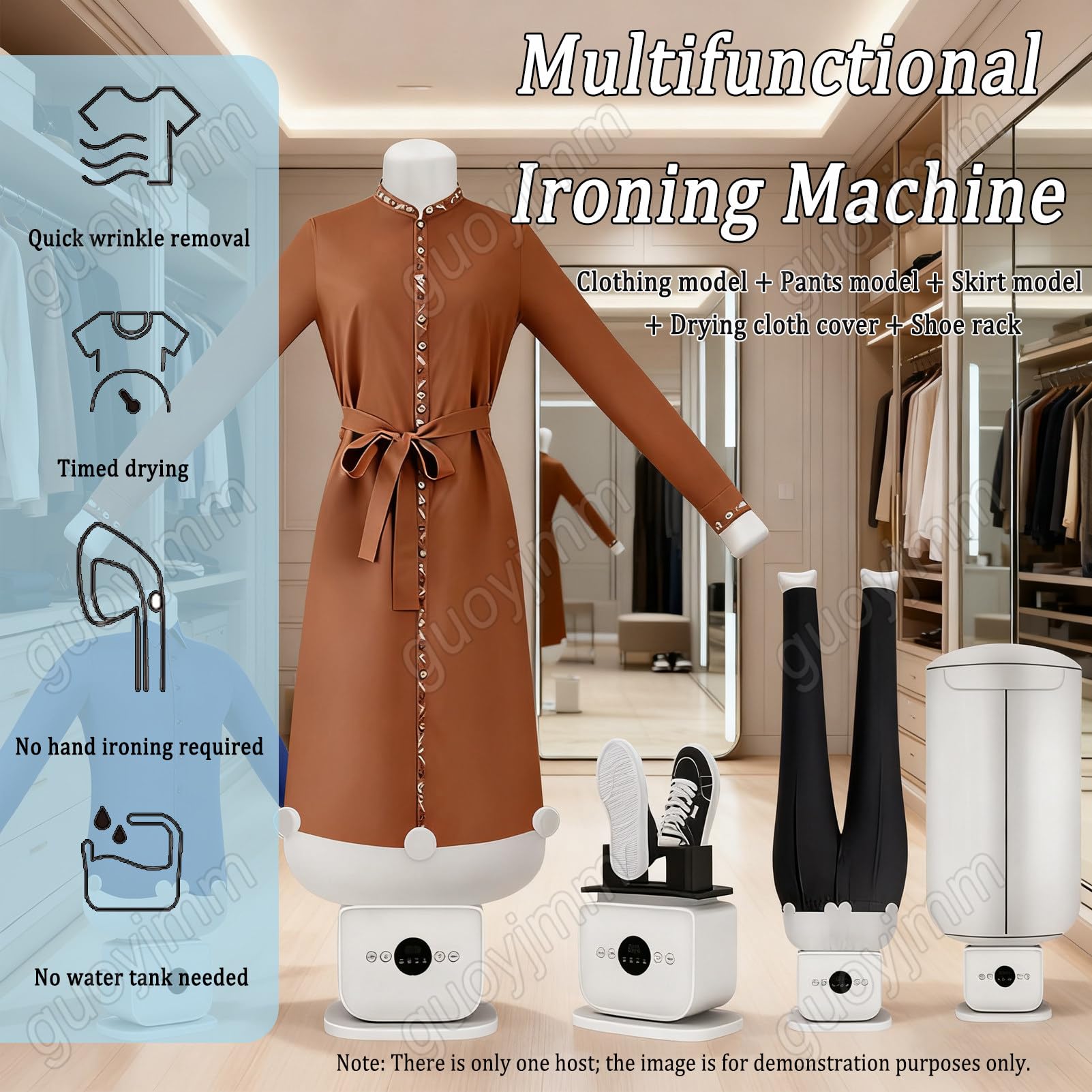 Repassage de Chemises, Machine à Repasser Automatique Tactile Améliorée, Machine à Repasser Gonflable pour Chemises, Fer et Séchoir pour Mannequins, 1400 W, Temps et Température Réglables C