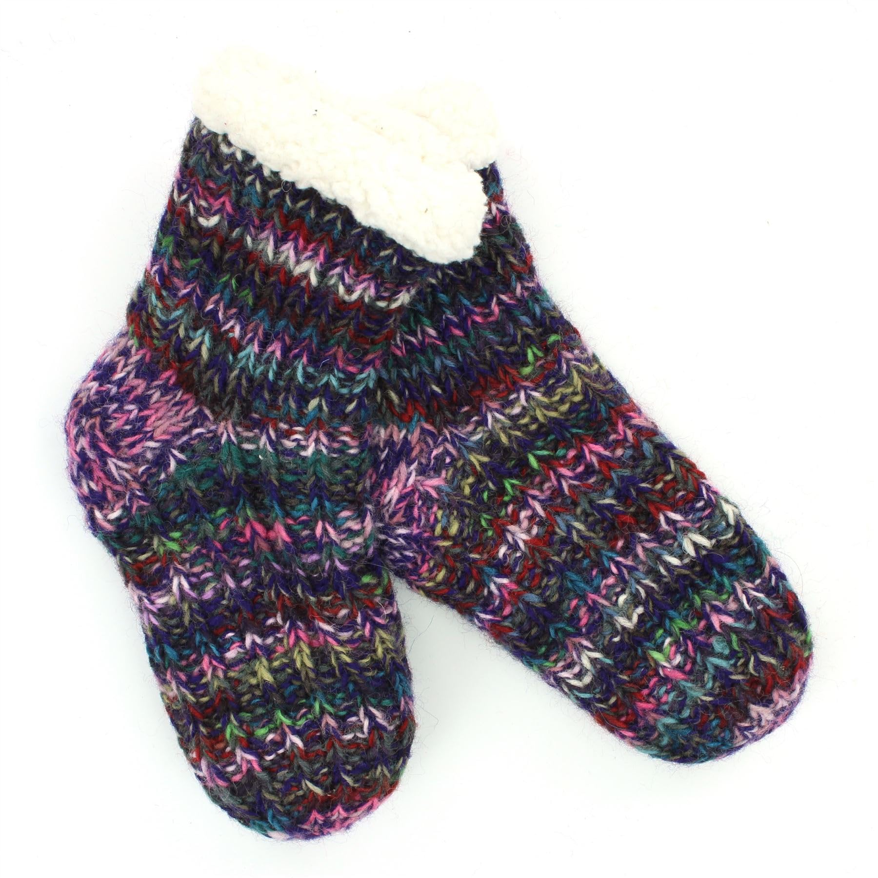 Loudelephant Sd Purple Mix Hand Knitted Wool Ankle Socks