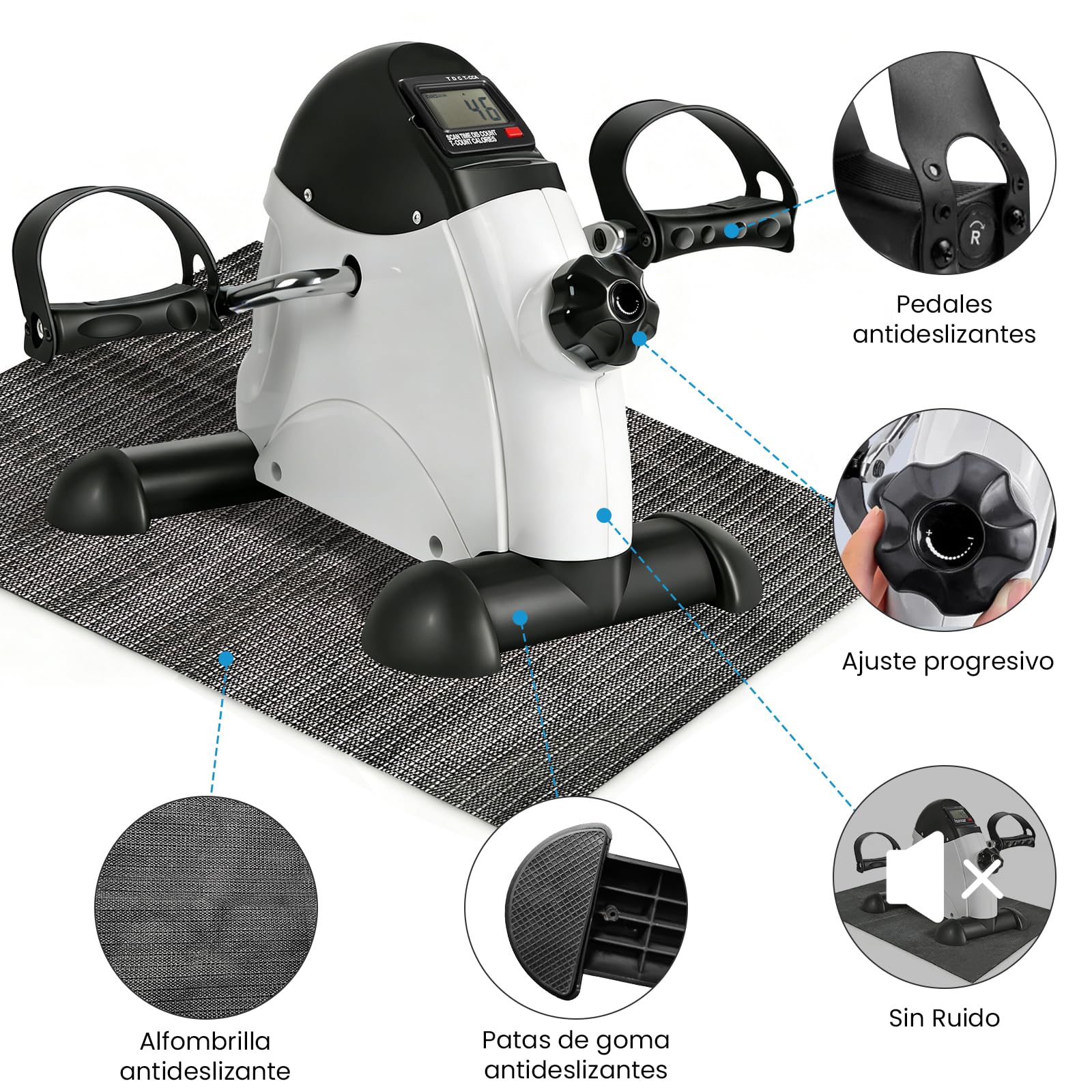 Pedales Estáticos Personas Mayores, Pedaleador para Ancianos y Mini Bicicleta Estática, Máquina de Pedalear Sentado para Entrenamiento en casa, Pantalla LCD — view 3