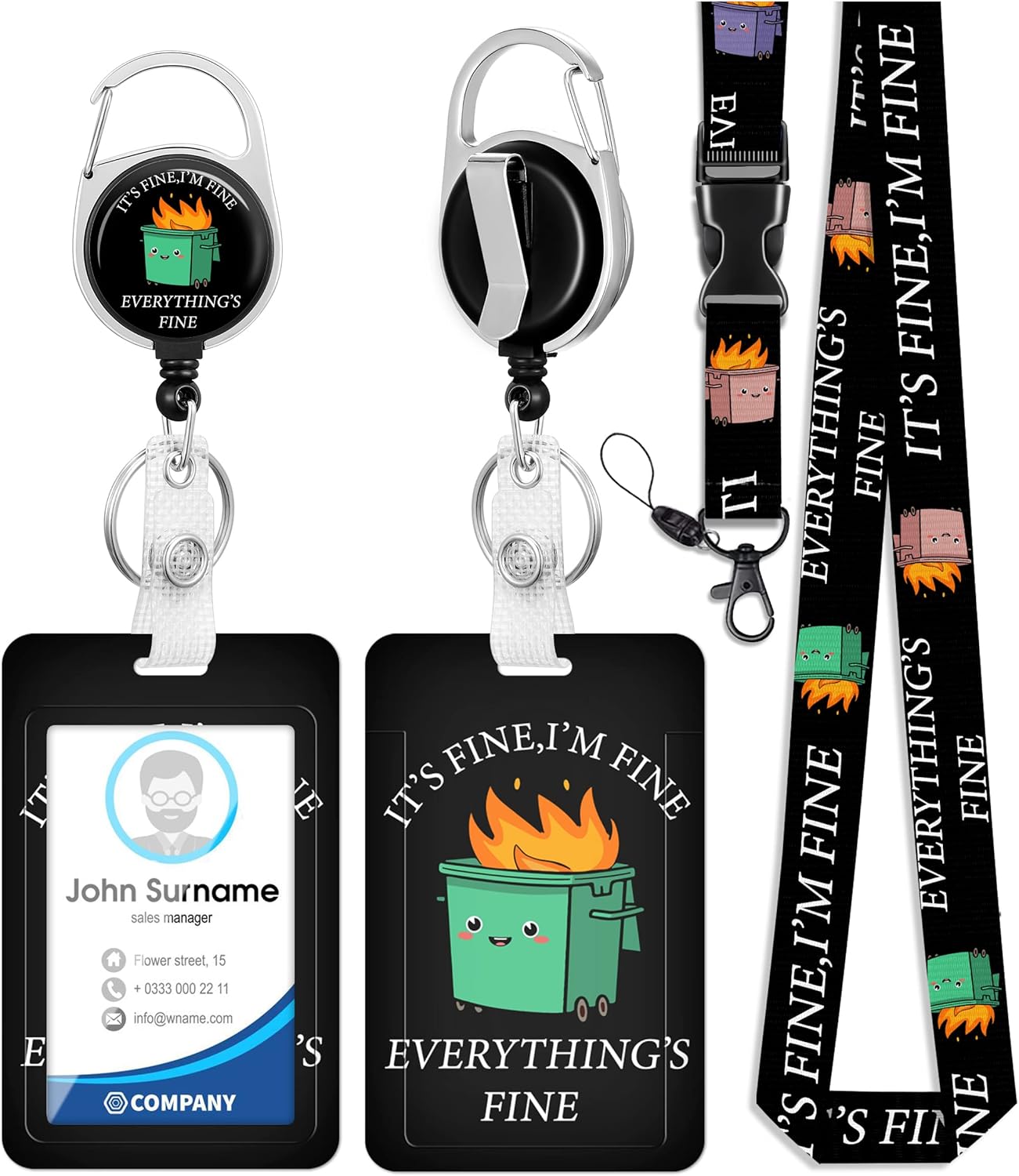 Plifal Funny ID Badge Holder with Lanyard and Retractable