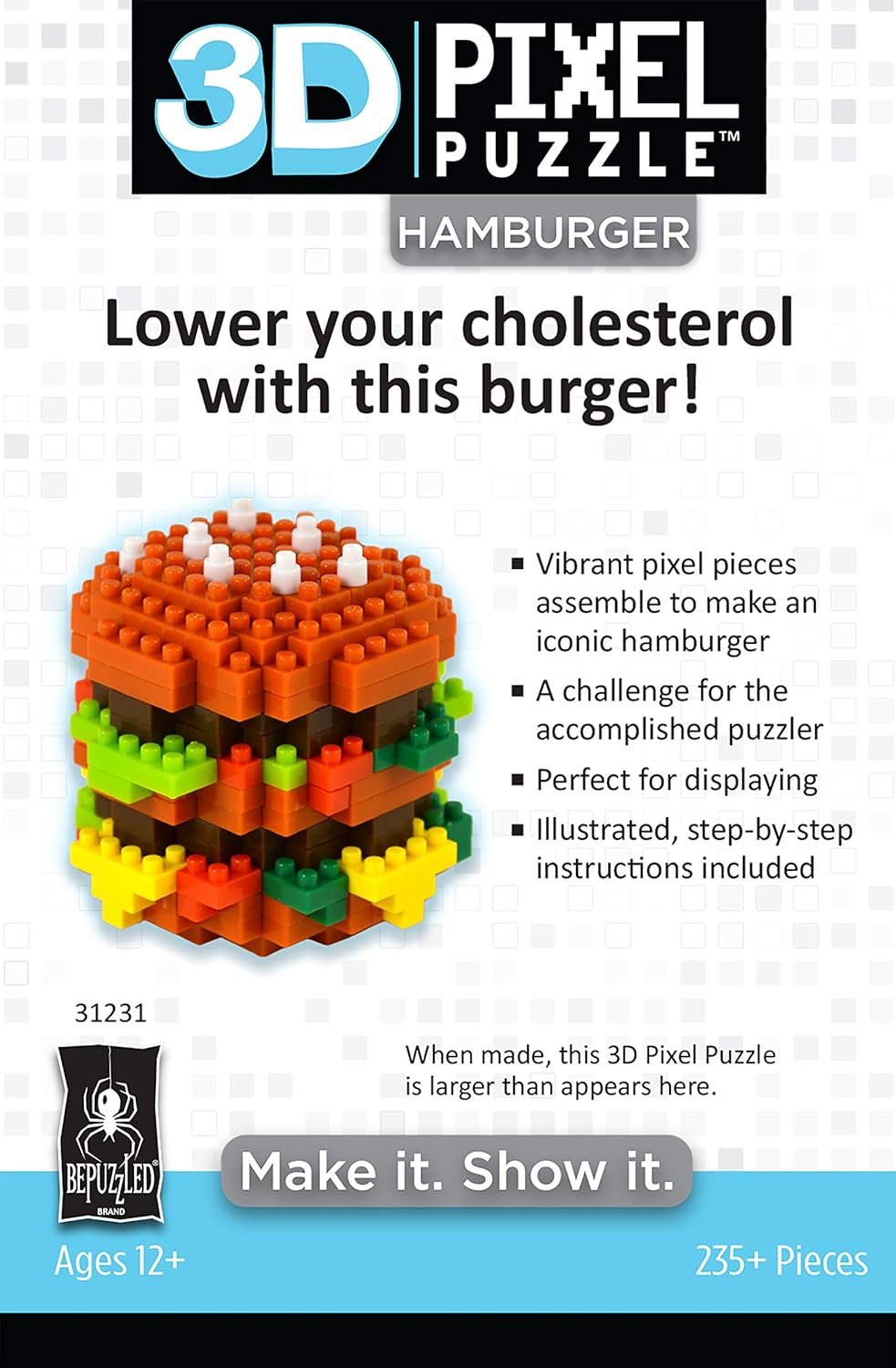BePuzzled 3D Pixel Puzzle - Hamburger 