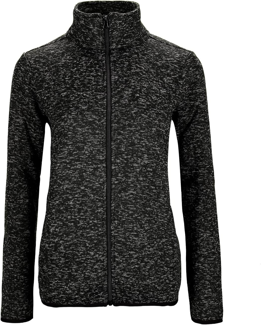 Dolcevida Women's Long Sleeve Sweater Fleece Zip Up Speckled Jacket with Pockets