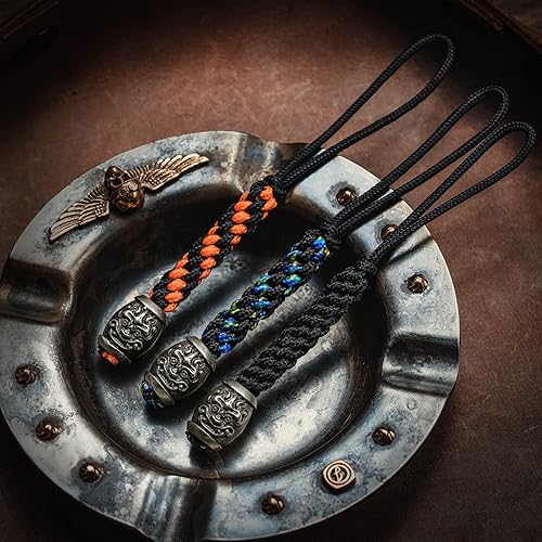 Miniatura 3 de HorixGear Cuentas de cuerda de paracaídas de latón fundido a mano, accesorios EDC para hebilla colgante, llavero colgante, cordón para cuchillo,