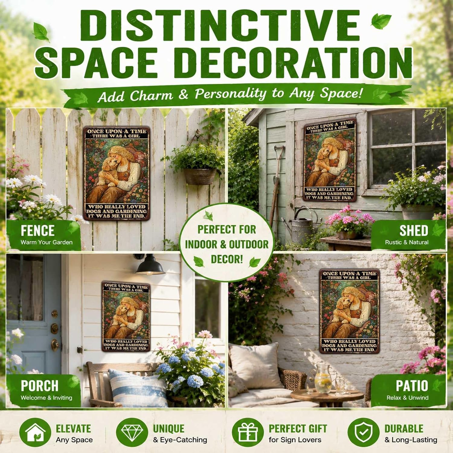 Funny Garden Decor Gardening Sign There was A Girl Who Really Loved Dogs Vintage Metal Tin Sign Wall Decor for Garden Outdoor Yard Farmhouse 12x16 Inch image 5