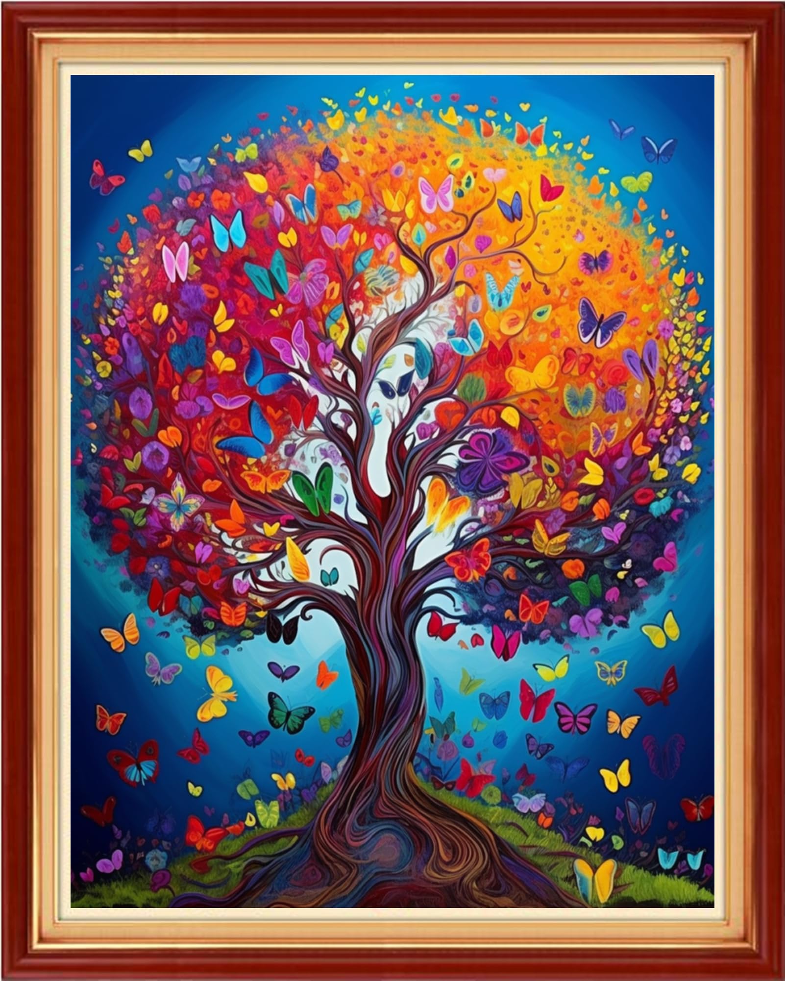 Dooxvey Cross Stitch Kits for Adults Stamped Full Range of Embroidery Starter Kits for Beginners 11CT Printed Cross Stitch Patterns Needlepoint Kits Stamped Crossstitch-Colorful Tree 16x20 inch