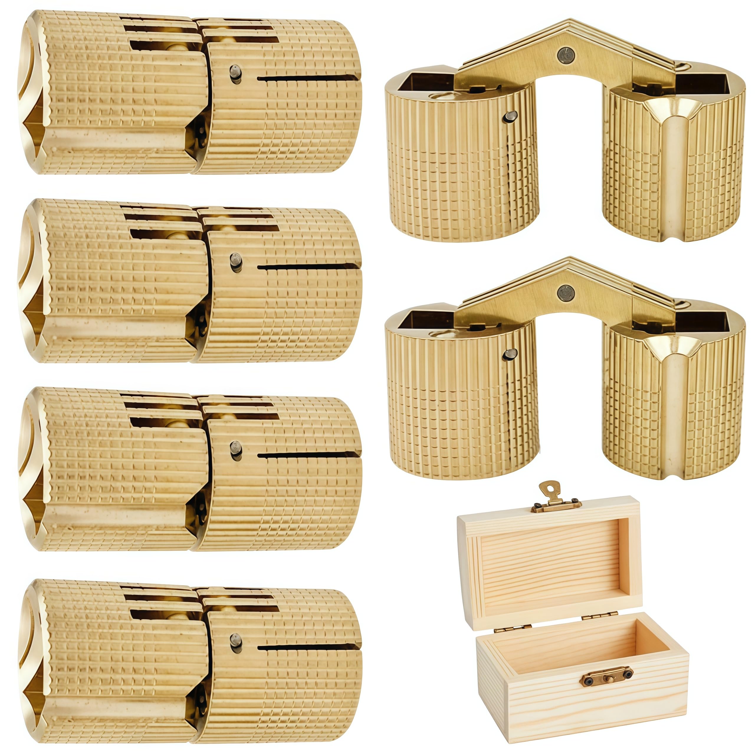 Vbnexyr Regular Folding Hinge 6 Piece Pack Of 180 Degree Openable Brass Concealed Hinges Suitable For Jewelry Boxes Music Boxes Diy Woodworking 18Mm