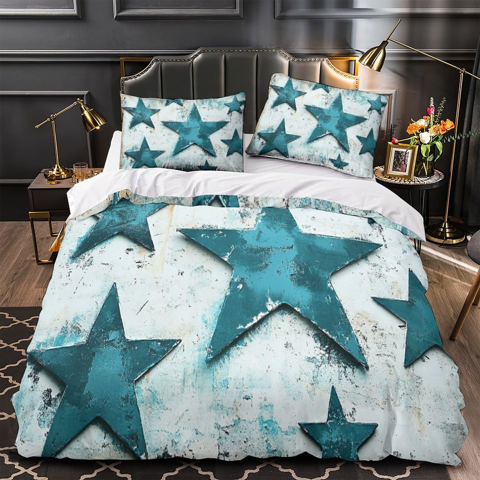 Housse de Couette Impression 3D Microfibre Ultra Douce Motif Échelles Aquarelle