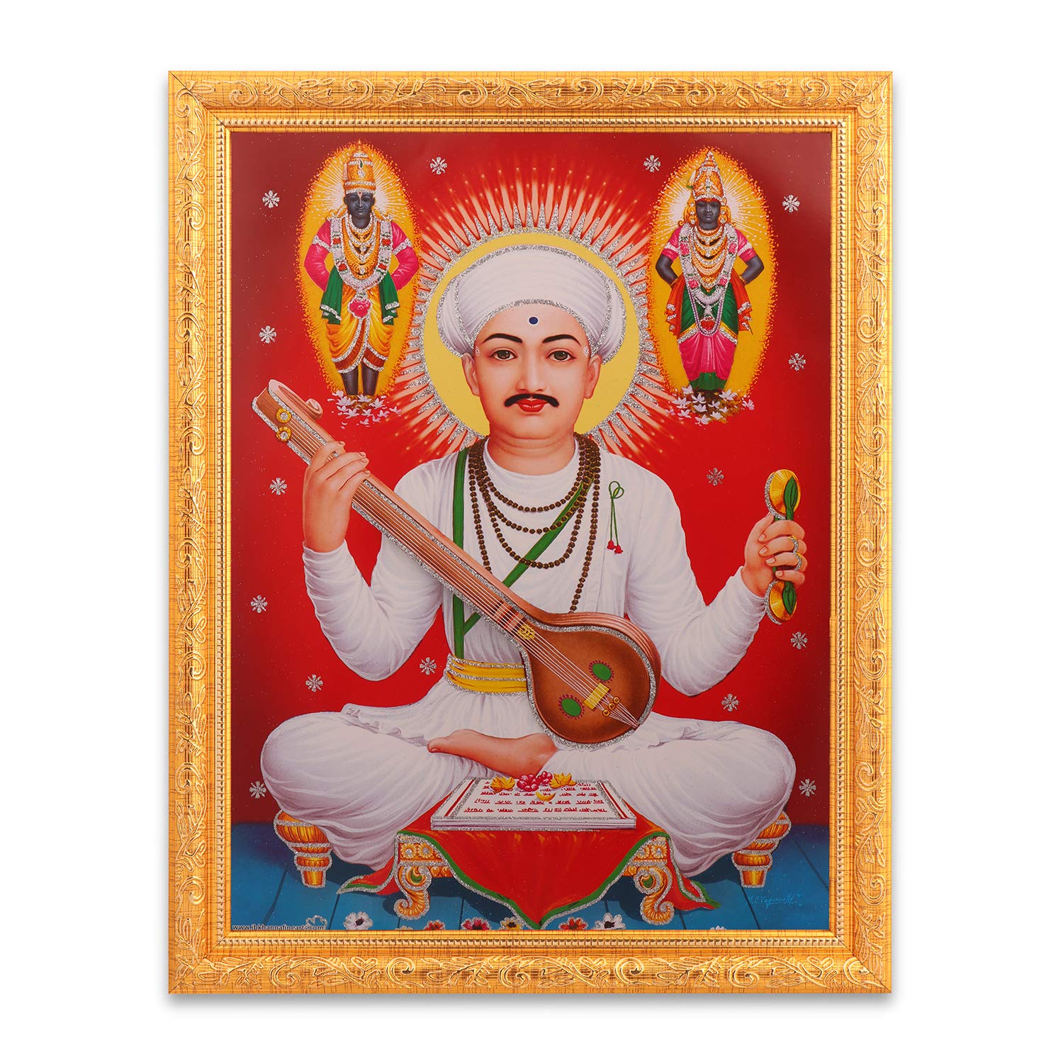 Photo Sant Tukaram Silver Zari pour créer un coin autel et méditation zen à la maison