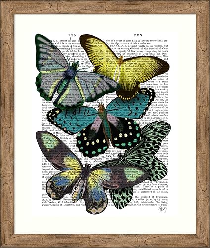 Amanti Art Fab Funky - Póster enmarcado de 36 x 30 pulgadas, diseño de mariposas grandes y atrevidas, 6 por Fab Funky, arte de pared de animales,