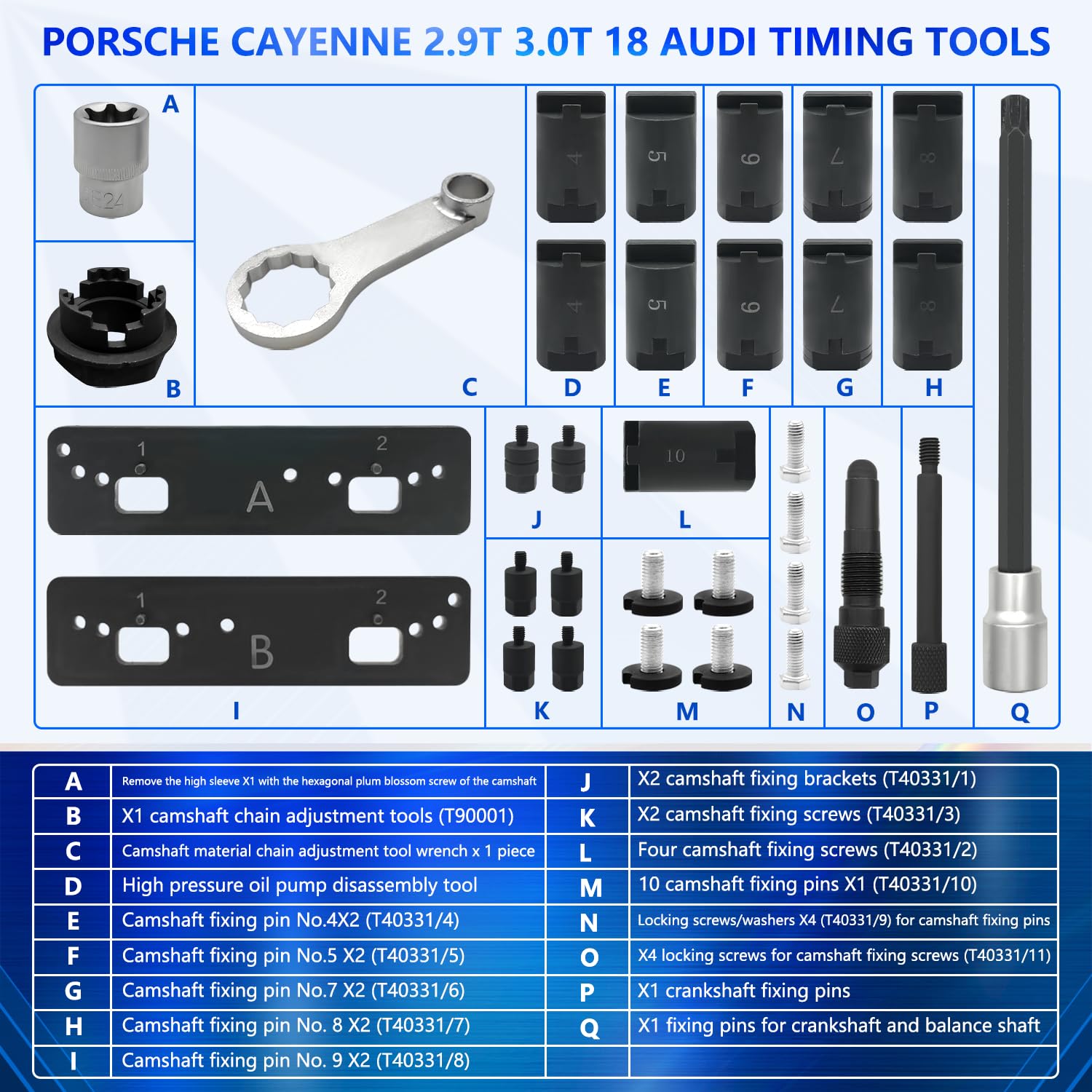 ZKTOOL Strumenti di Bloccaggio di Allineamento dell'Albero a Camme del, Compatibile con Audi Porsche 3.0T 2.9T Versione Ibrida CXT EA839, Dispositivo di Bloccaggio dell'Albero a Camme, T40331
