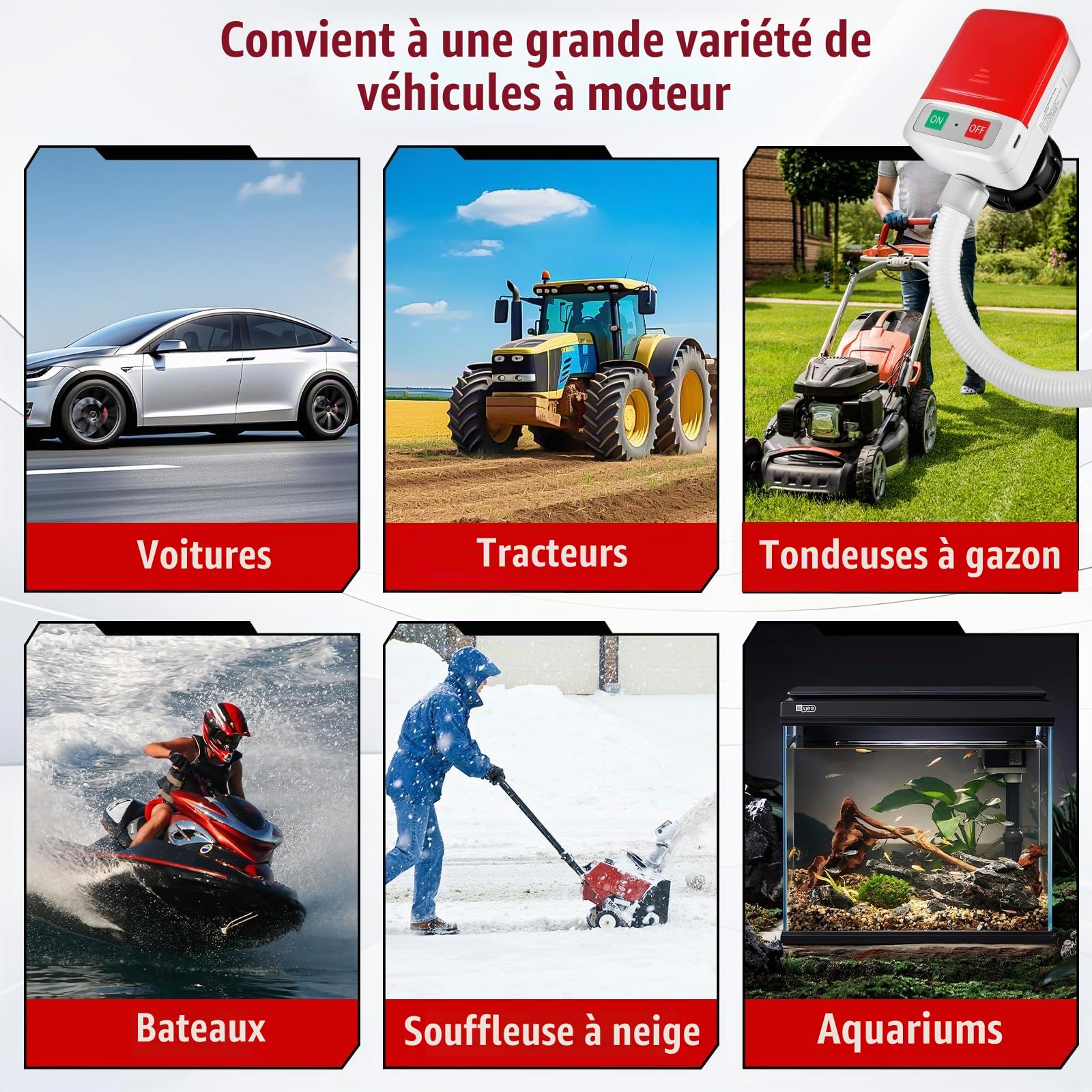 Pompe Électrique pour Carburant avec Stop Automatique, 3,2 GPM (12 L/min) Adaptateur 4 Tailles | Tuyau 1.3m pour Essence, Gaz, Diesel | Fonctionnement via USB