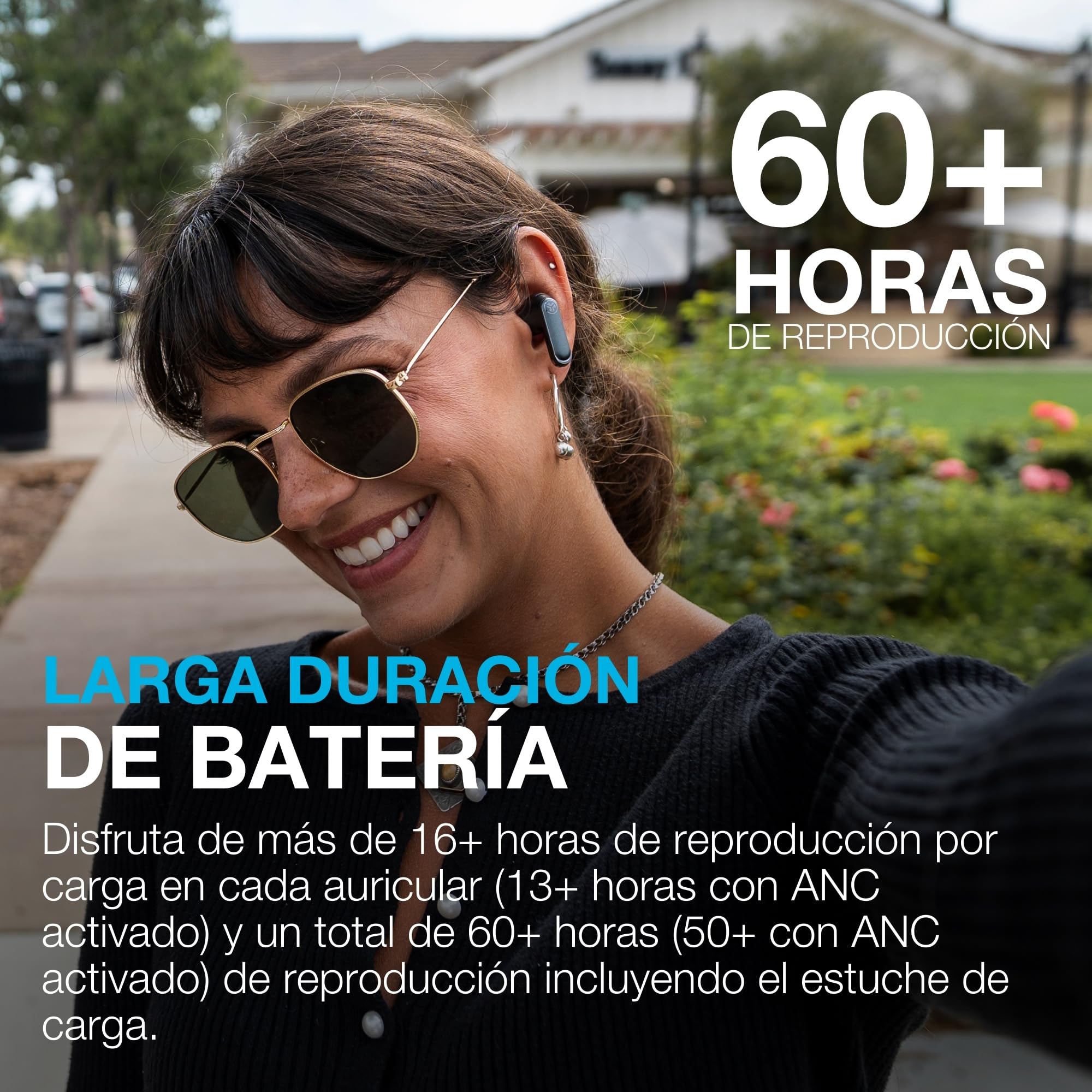 JLab Epic Pods ANC Auriculares Bluetooth Inalámbricos In-Ear - 60h, Negro | Cancelación Activa de Ruido, Audio Hi-Res, IP55, Audio Personalizable, Multipunto, Llamadas Claras