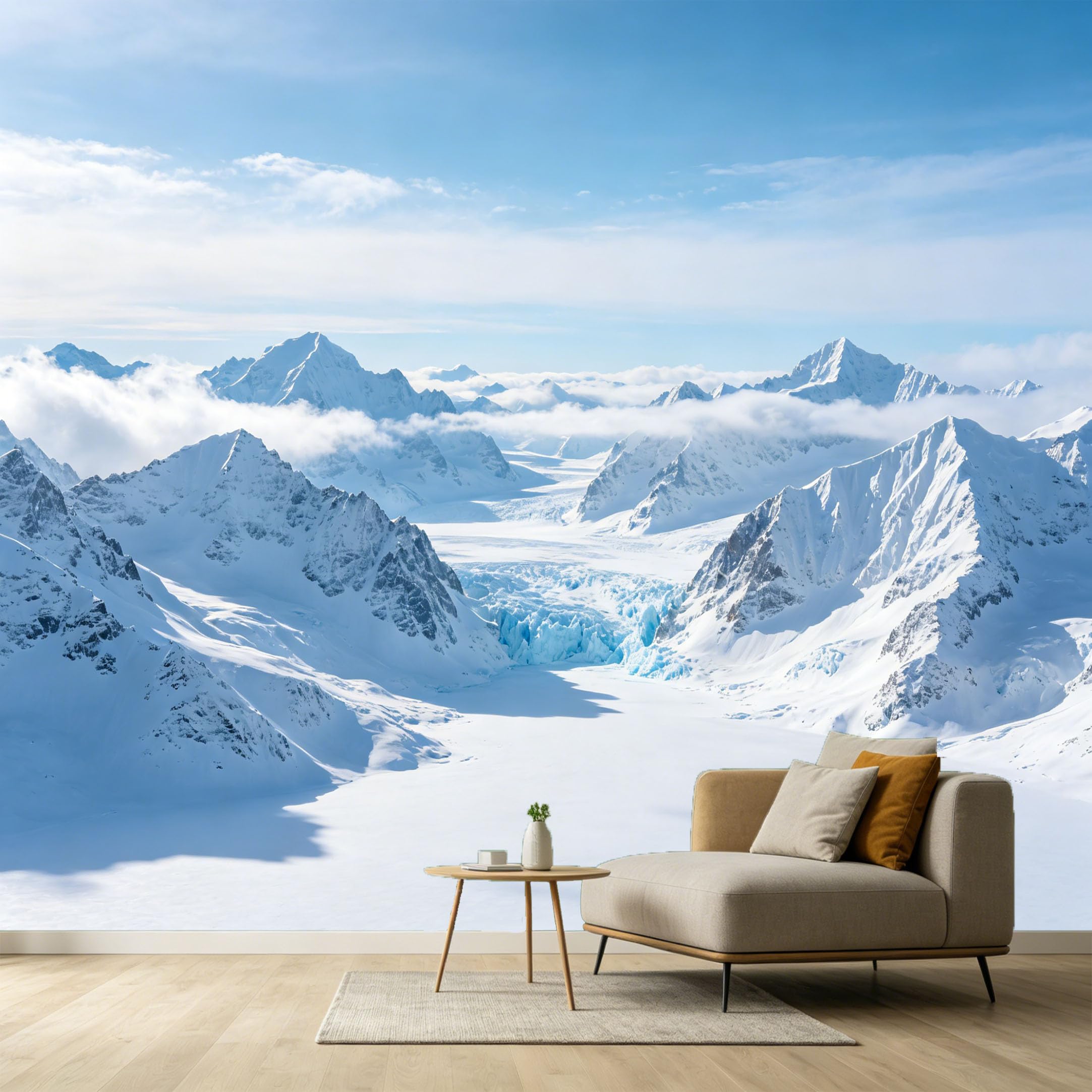 Custom Size Wall Murals Snowy Mountain Lake Landscape Modern Contemporary Minimalist SelfAdhesive Wall Fabric Removable Large Wallpaper for Photo Living Room